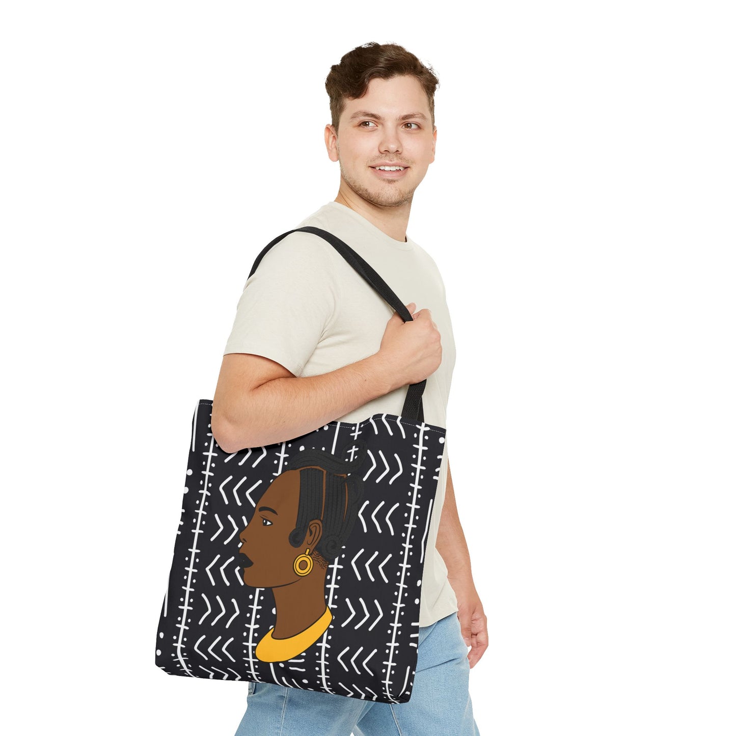 Lady Kongossa on Black Mudcloth Canvas Tote Bag