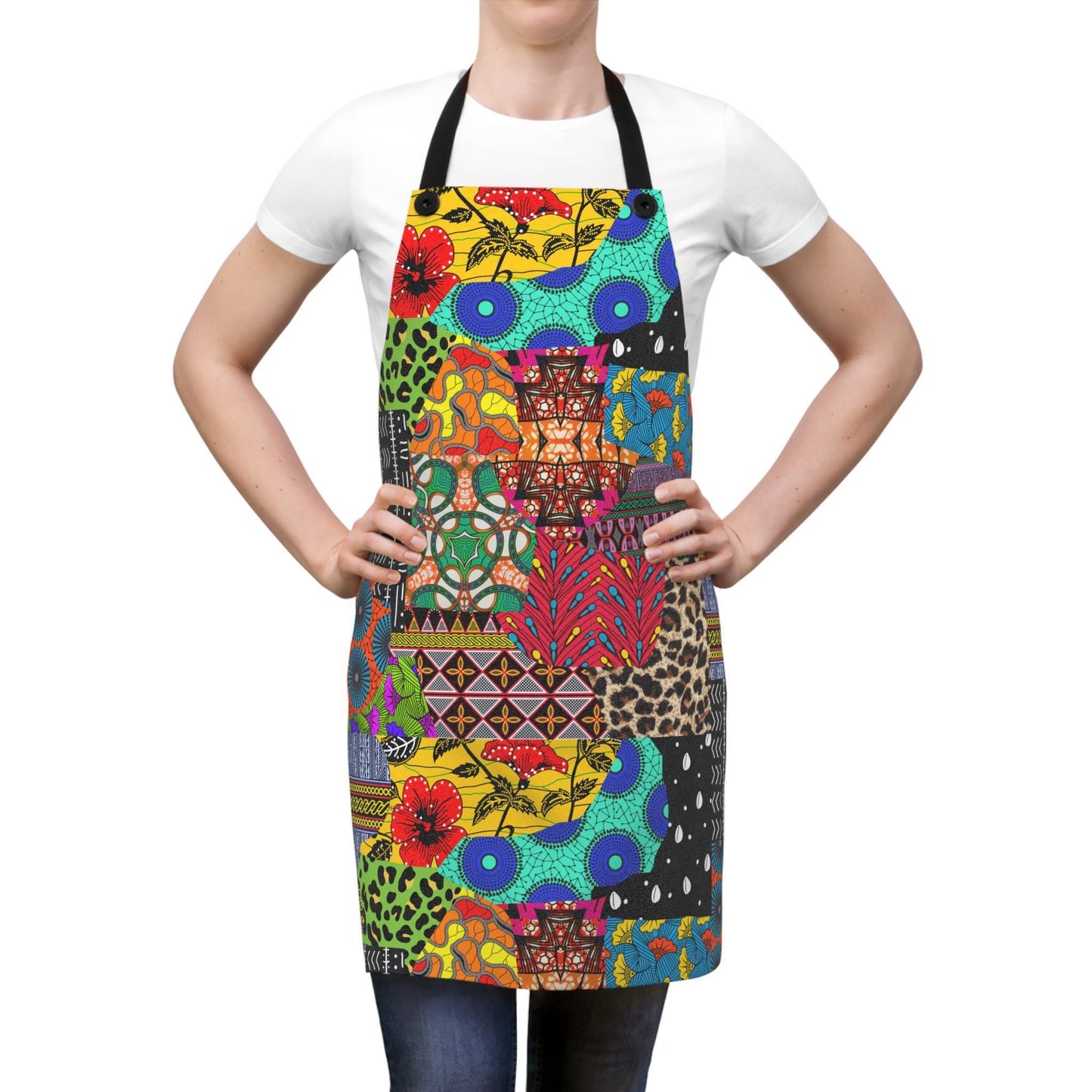 Ankara Quilt Print Apron – Colorful Retro Kitchen Apron
