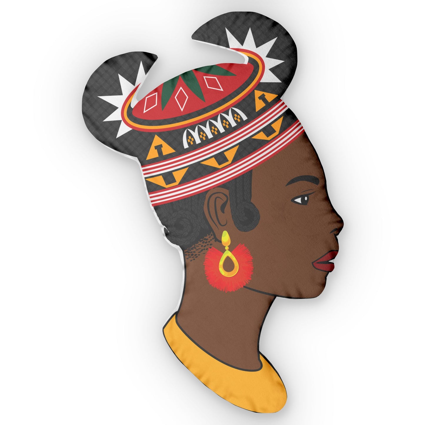 Bamenda Hat Custom Shaped Pillow, Decorative Throw Cushion, African Woman Portrait, Unique Home Decor, Personalized Gift,