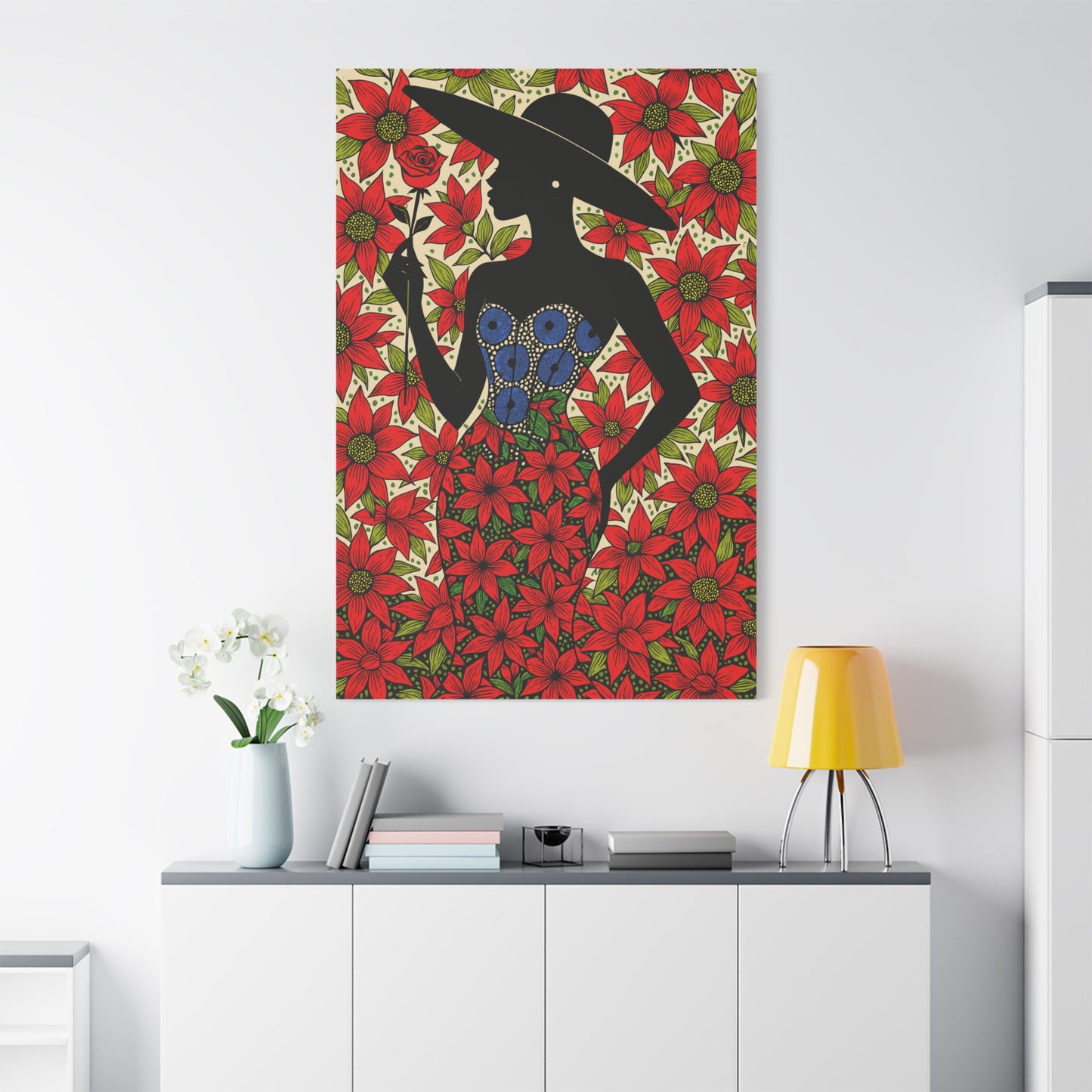Poinsettia Lady Matte Canvas Wall Art,  Canvas Print, Floral Wall Decor, Mother's Day Gift, Stretched, 1.25"