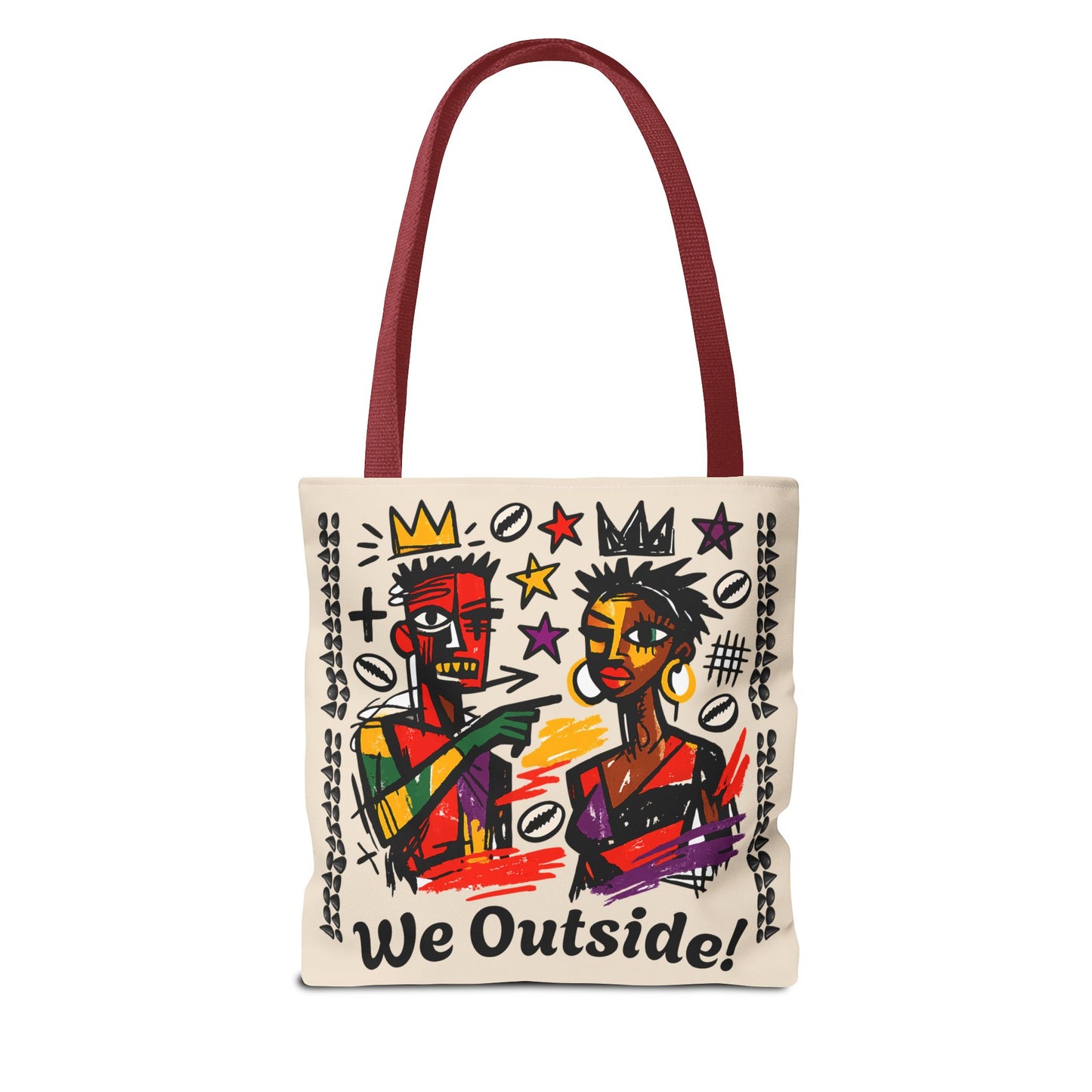 We Outside! Canvas Tote Bag, Abstract Couple Artwork Print , Street Art Design