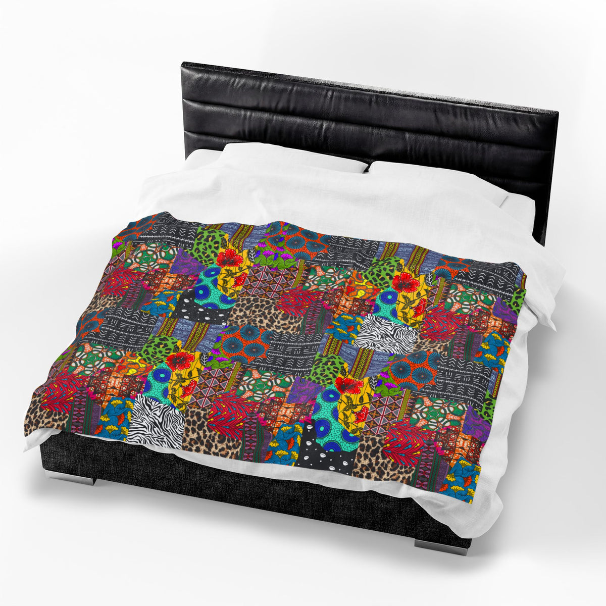 Afrik Quilt African Print Velveteen Plush Blanket
