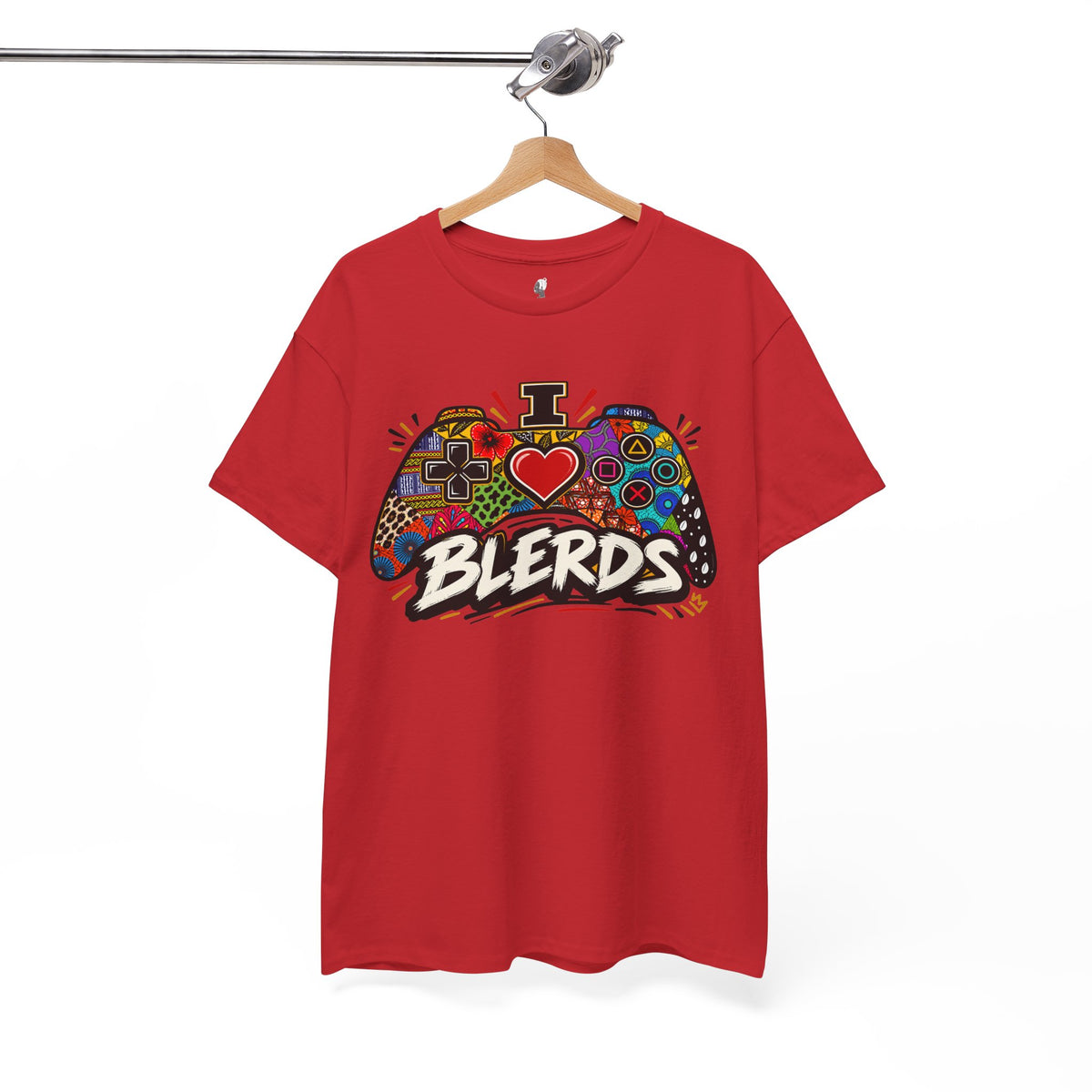 I Heart Blerds Tee Colorful Gamer Controller Graphic Unisex Heavy Cotton Tee