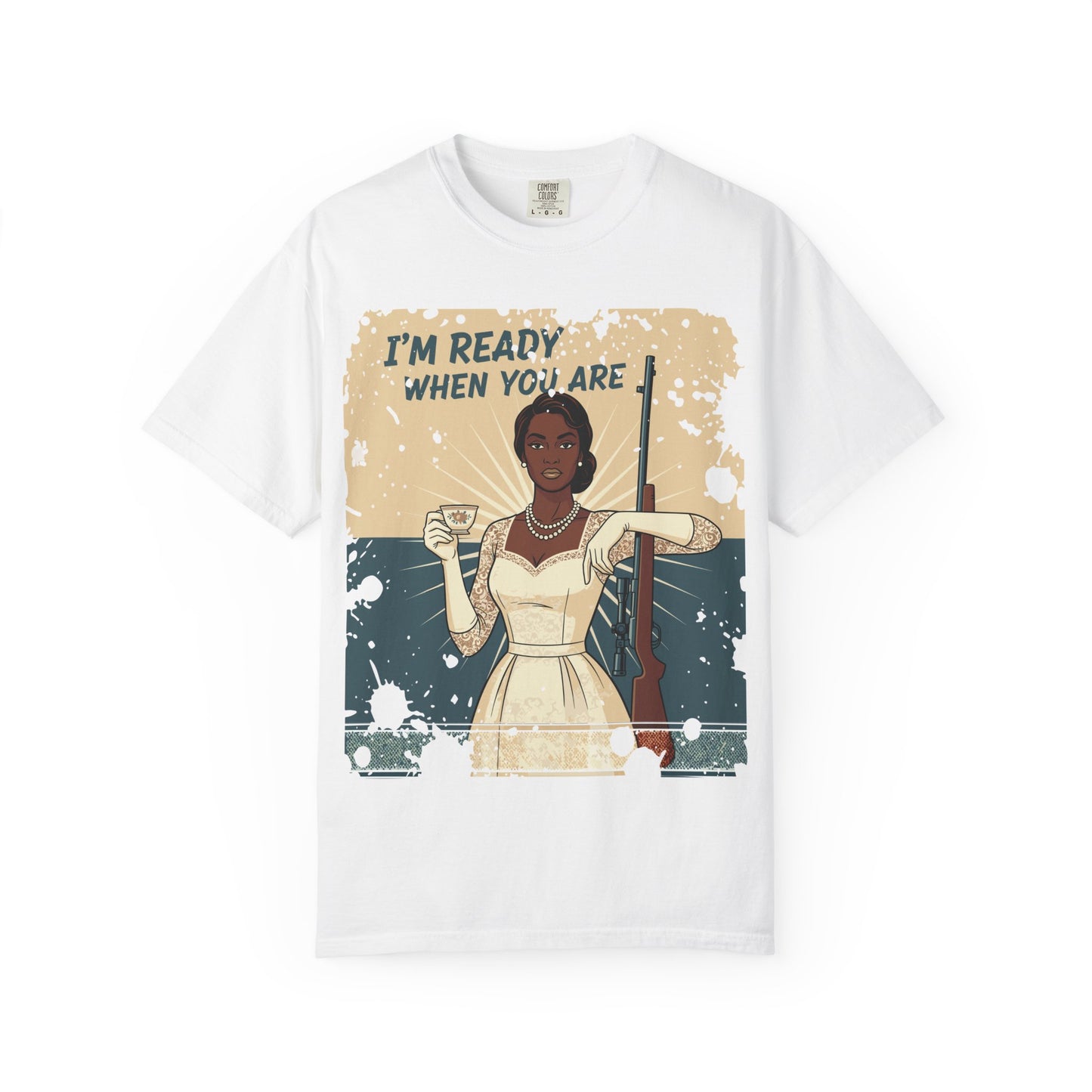 Retro Black Woman Unisex Graphic Tee, Soft Garment-Dyed T-Shirt, Vintage Pin Up Statement Shirt perfect for Mother's Day