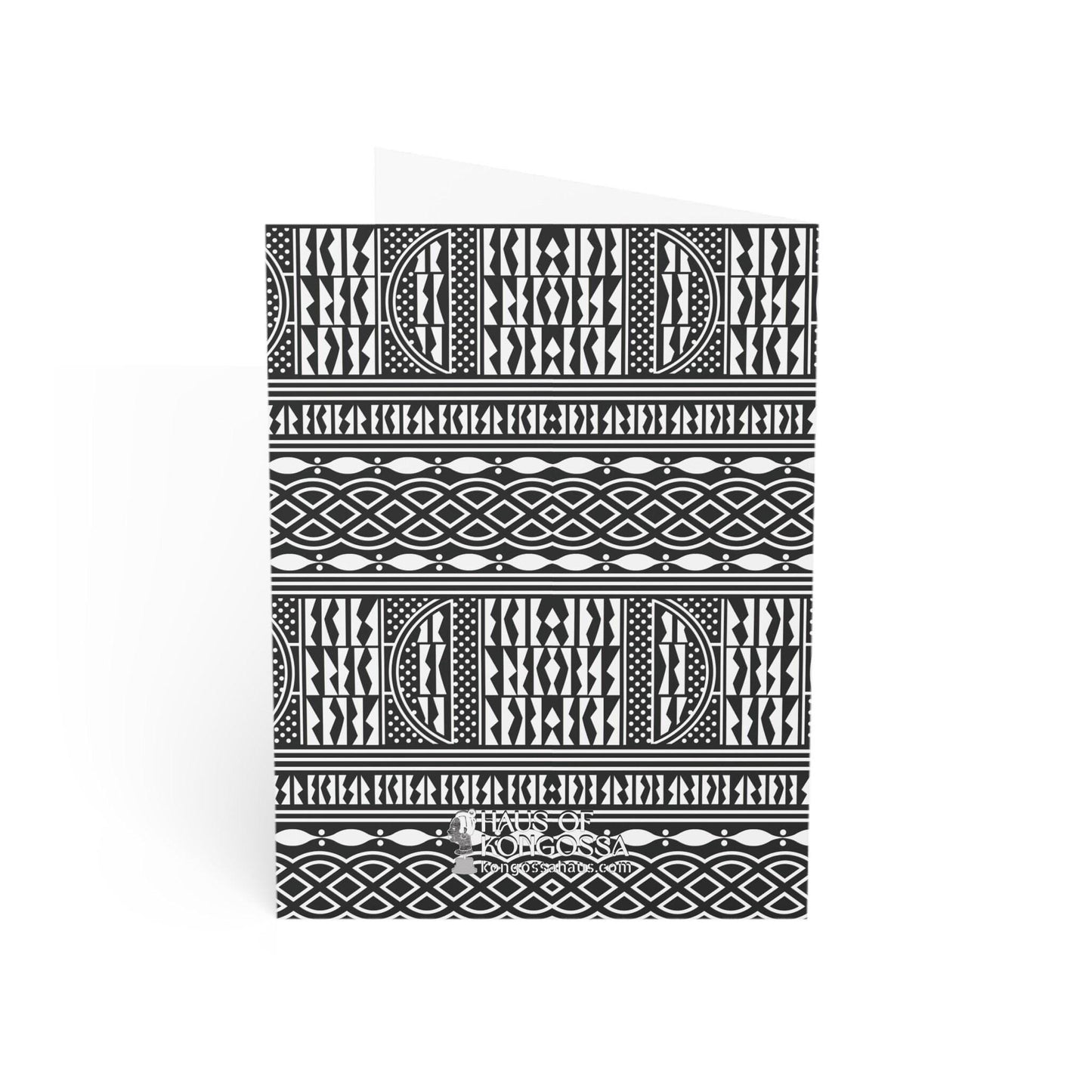 Black Ndop Fabric Greeting Card: Madame Headtie Art