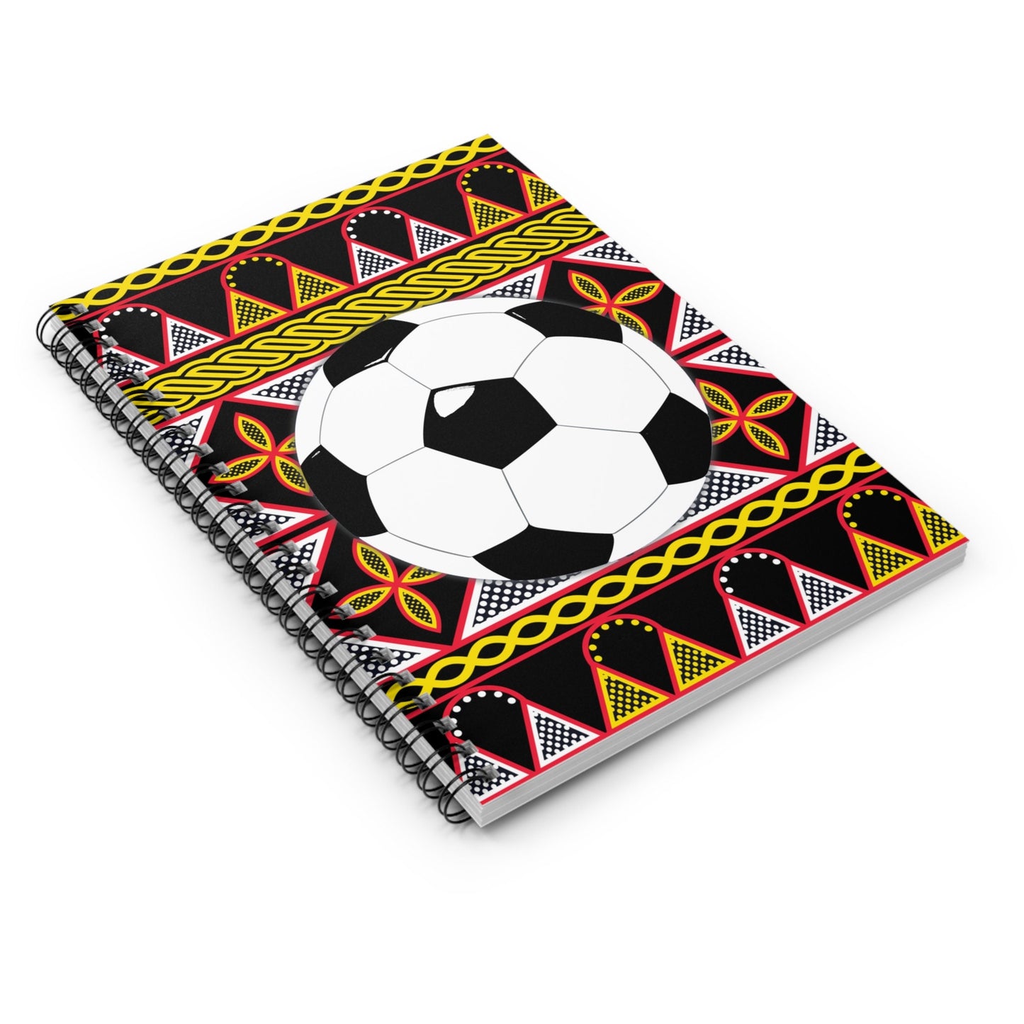 Futbol - Football on Yellow Toghu Front Cover Print Spiral Notebook - Ruled Line