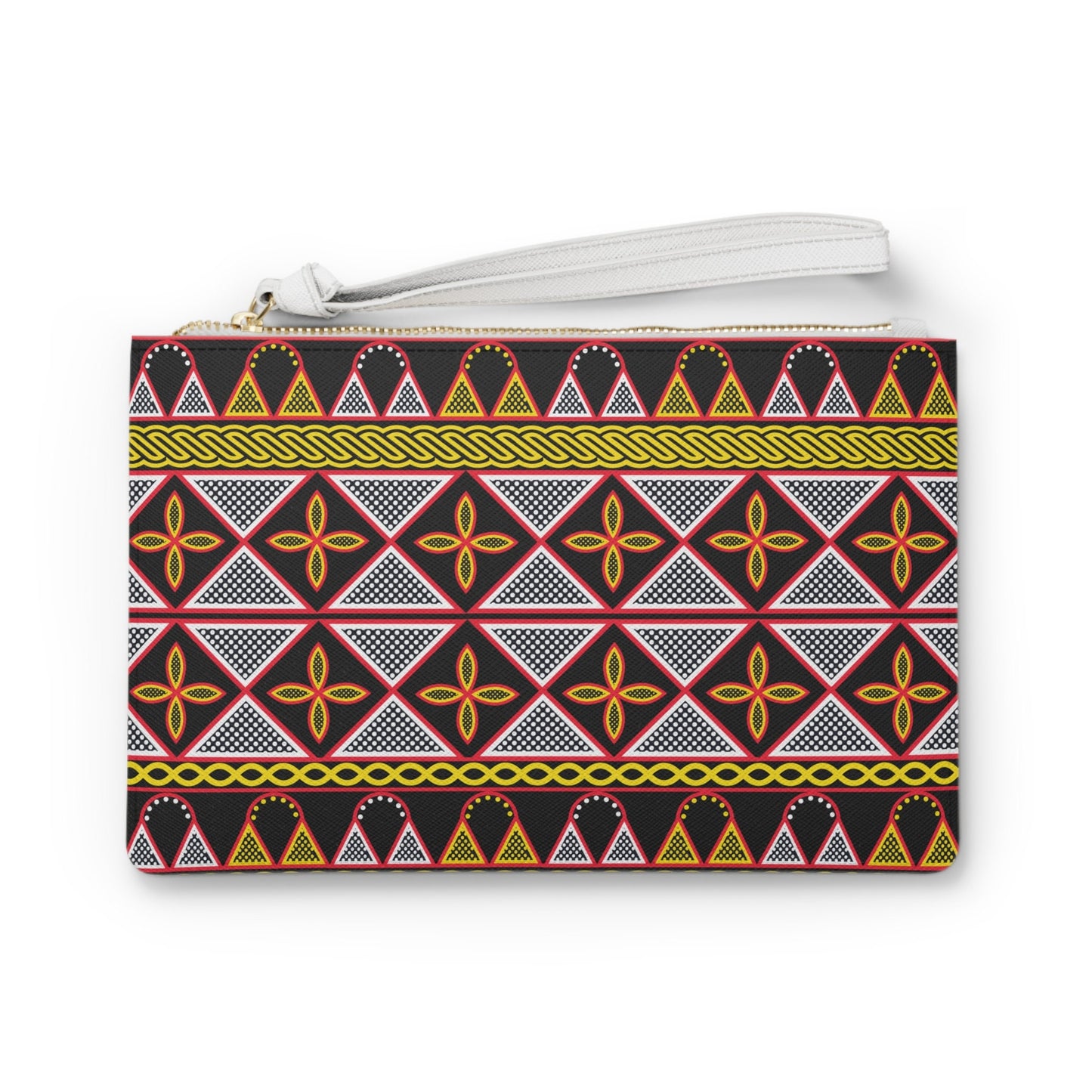 Vegan Leather Wristlet Clutch: Toghu African Print Evening Bag