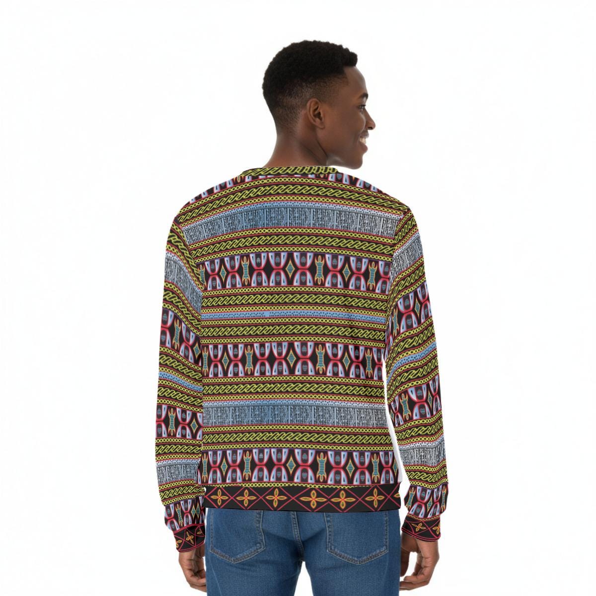 Fulani Blues Print Sweatshirt: Cameroon Ndop Toghu Design