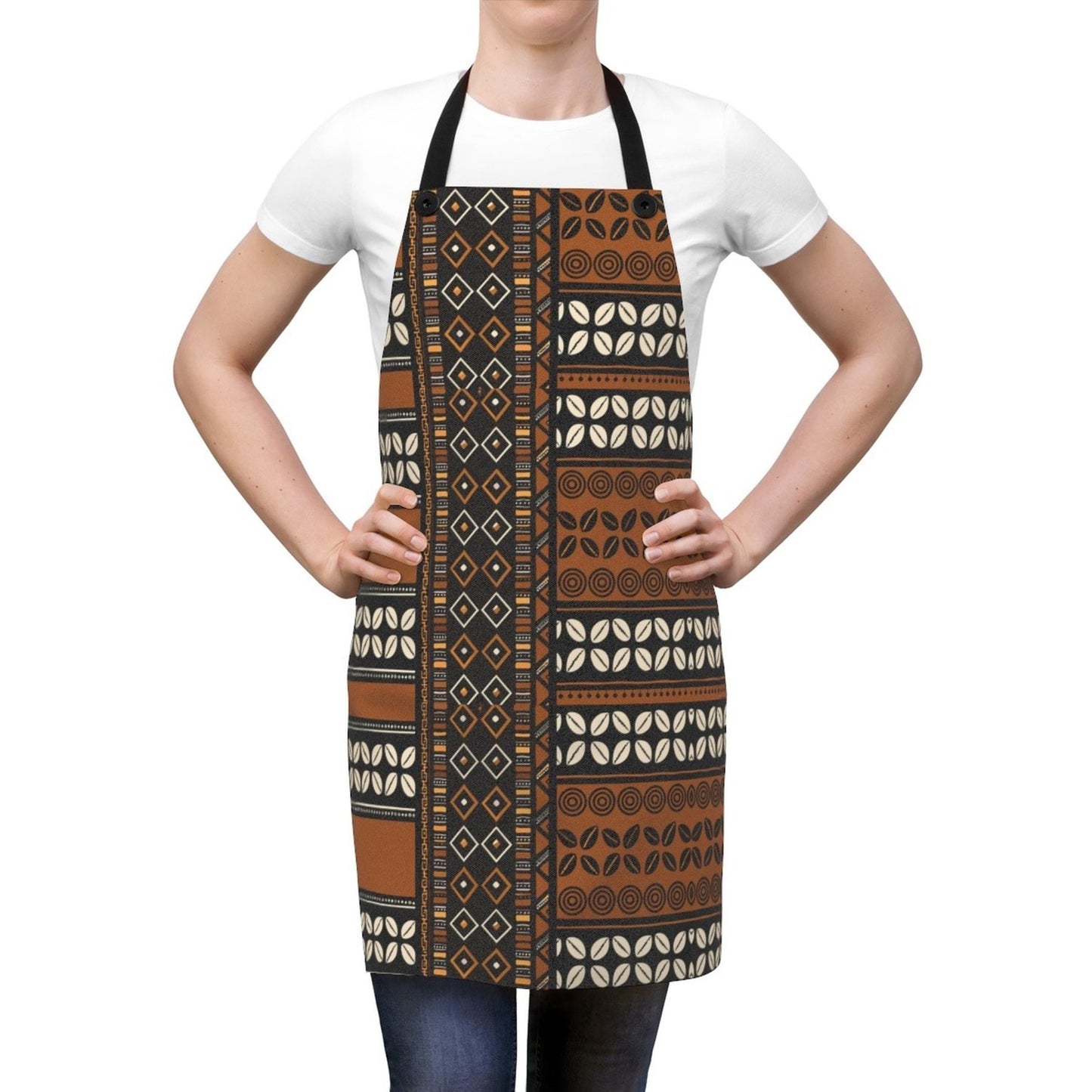 Mudcloth Print Apron, African Kitchen Gardening Apron, Retro Cooking Style Polyester