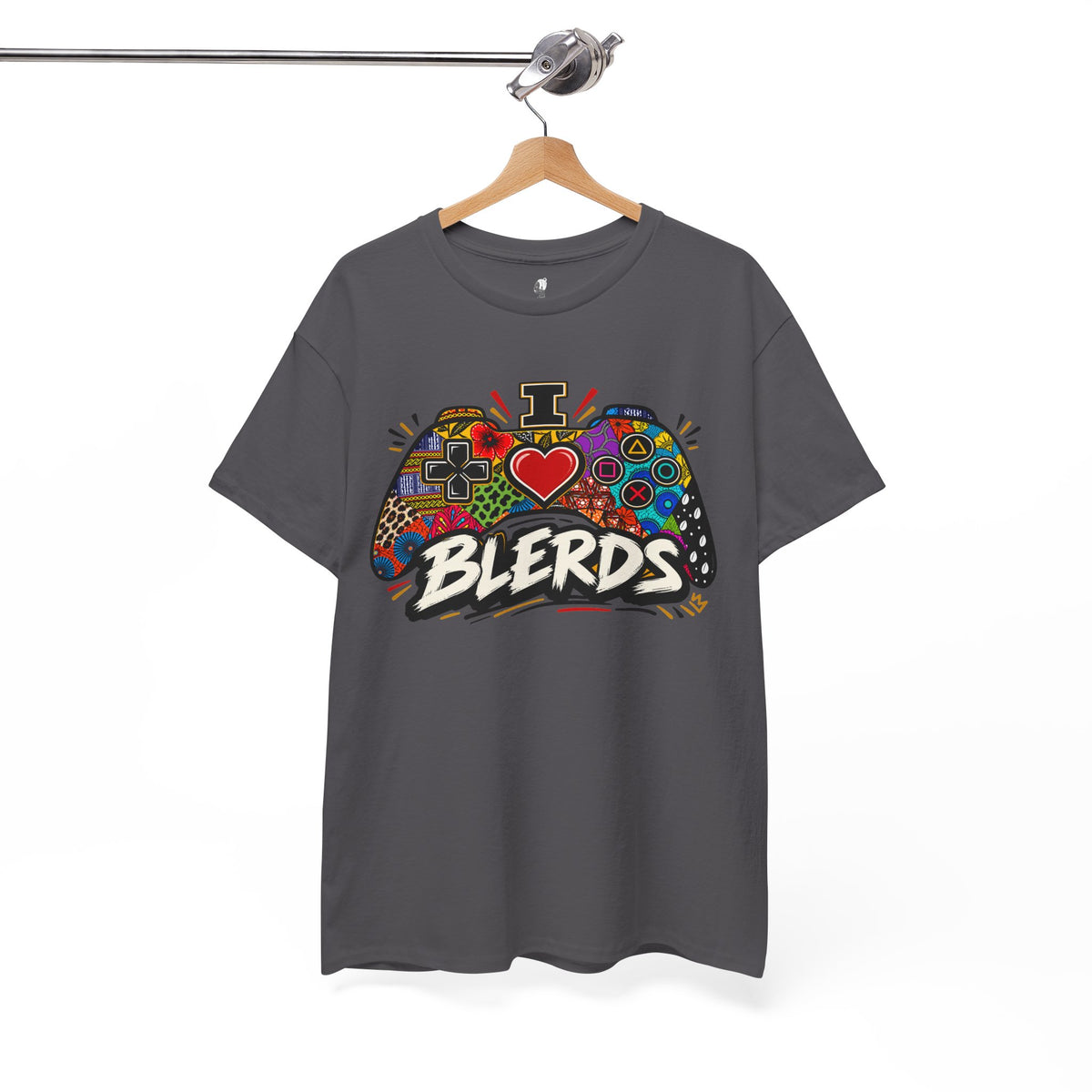 I Heart Blerds Tee Colorful Gamer Controller Graphic Unisex Heavy Cotton Tee