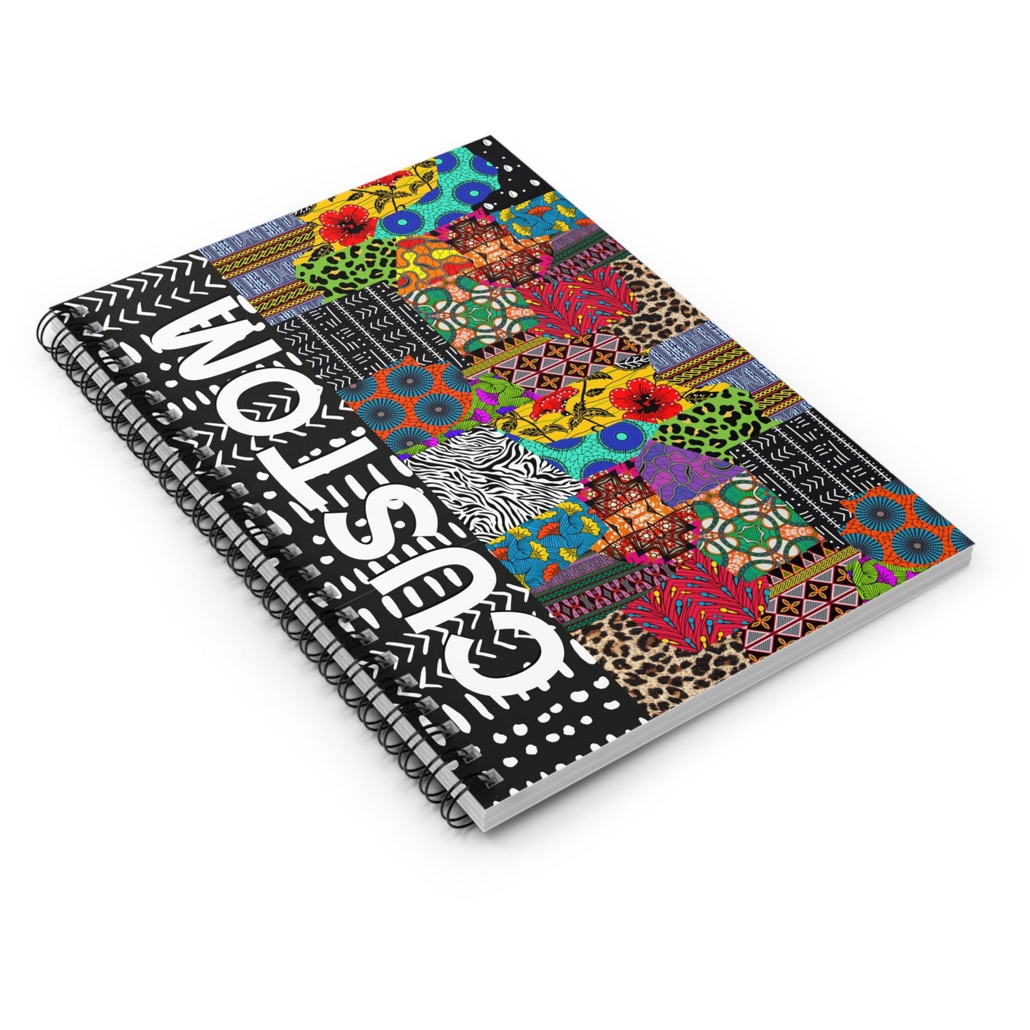 Custom Personalized African Ankara and Mudcloth Design - Front Cover Spiral Notebook - Ruled Li