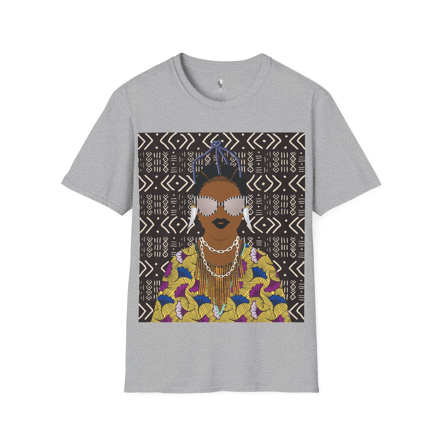 Manyi - Floral on Mudcloth Unisex Softstyle T-Shirt