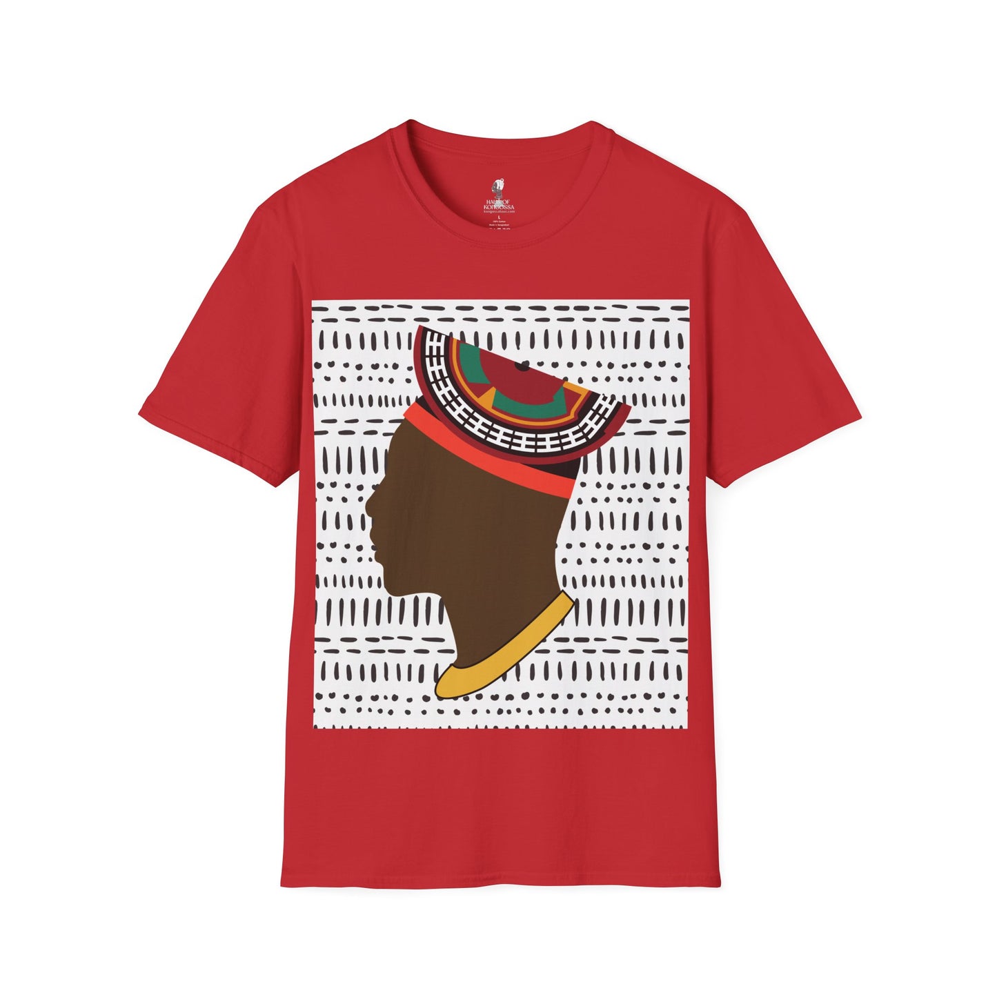 Man in Bamenda Hat White Mudcloth Unisex Softstyle T-Shirt