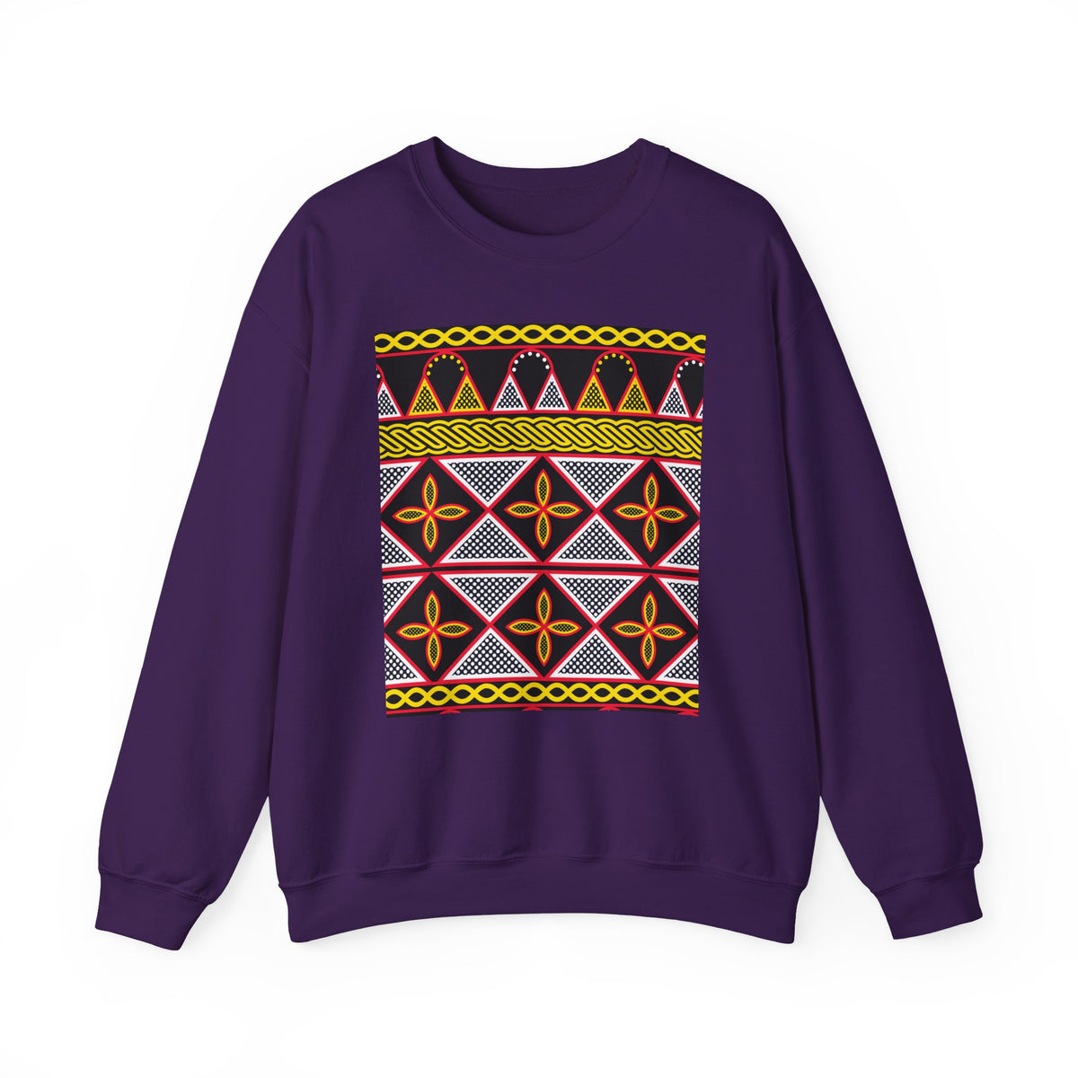 Toghu Panel Unisex Heavy Blend Crewneck Sweatshirt, African-Inspired Front & Back Design