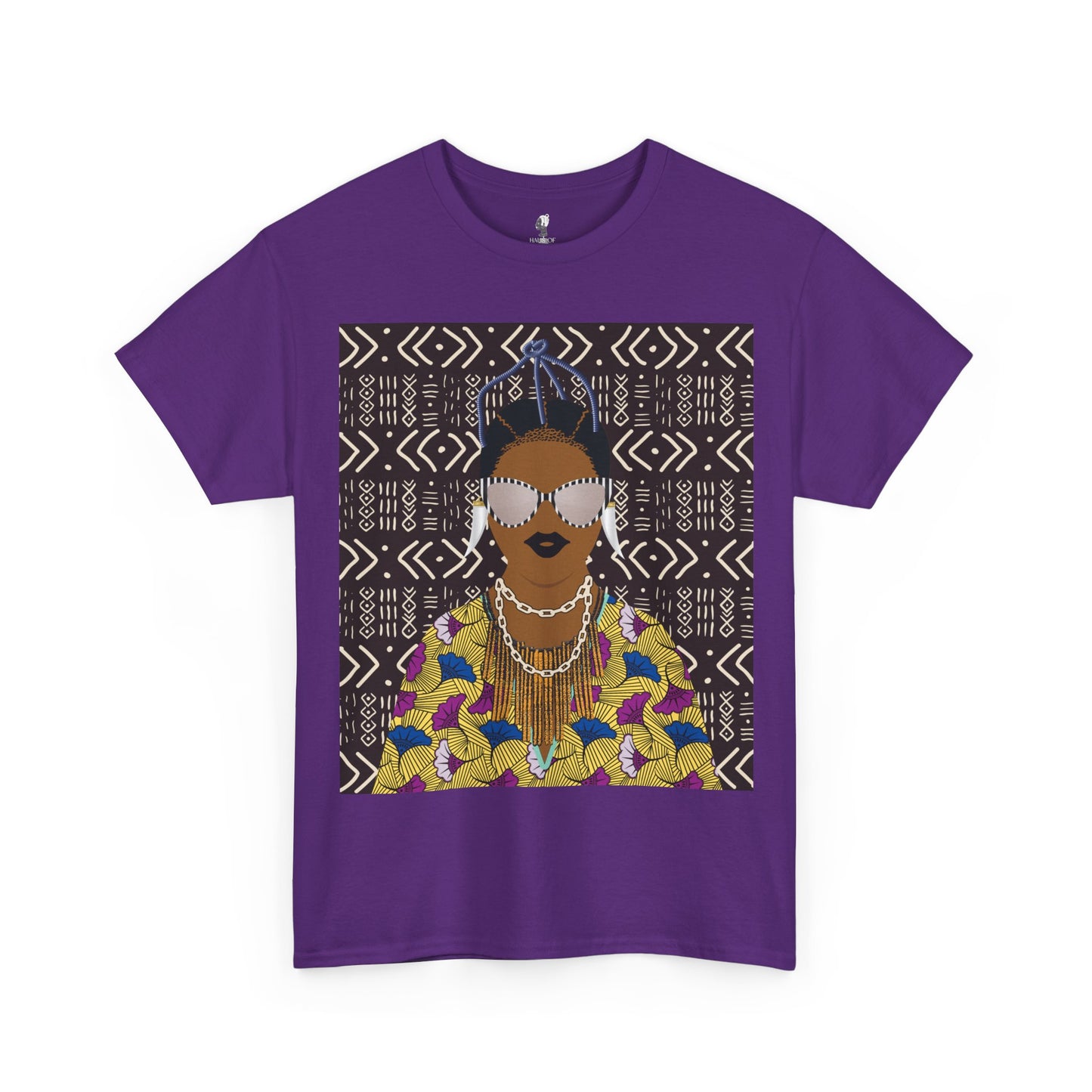 Manyi in Floral on Mudcloth Unisex Heavy Cotton Tee