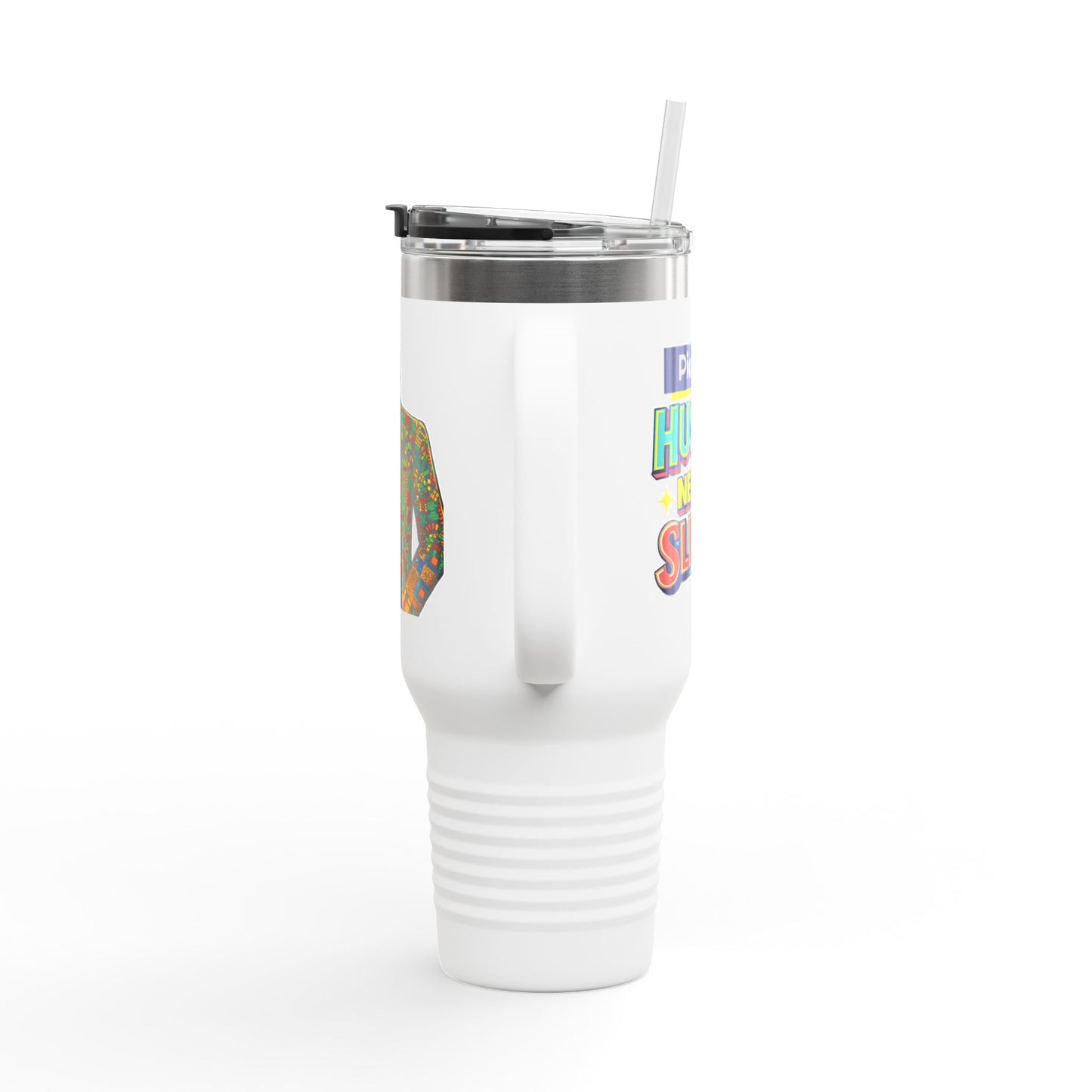 Hustler ever Sleeps Personalized Insulated Travel Mug, 40oz, Stylish Travel Companion, Premium Coffee Mug, Gifts for Him