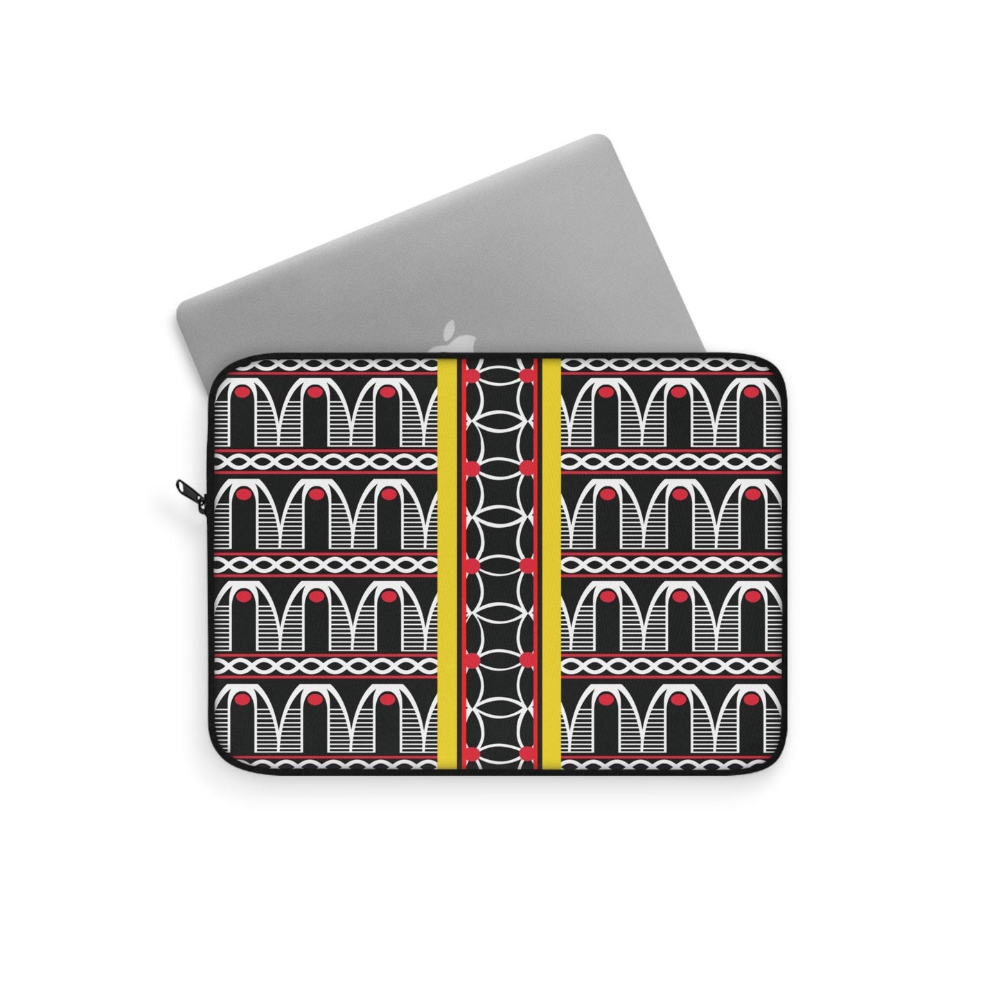 Toghu BW Bells with Flora Strip Laptop Sleeve - Front Print, Pro Macbook Air Sleeve