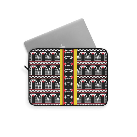 Toghu BW Bells with Flora Strip Laptop Sleeve - Front Print, Pro Macbook Air Sleeve