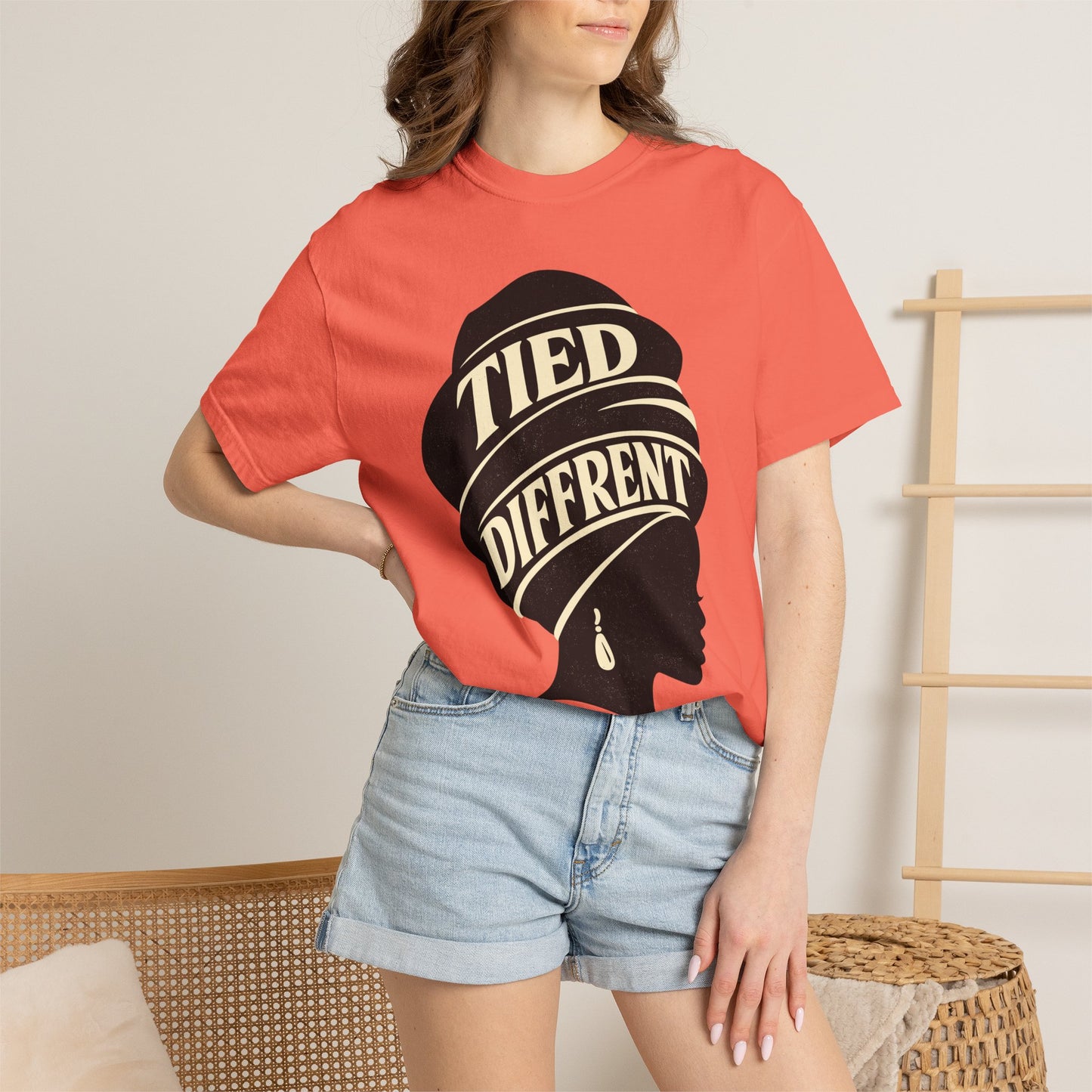 Tied Different headwrap silhouette Unisex Garment-Dyed T-shirt