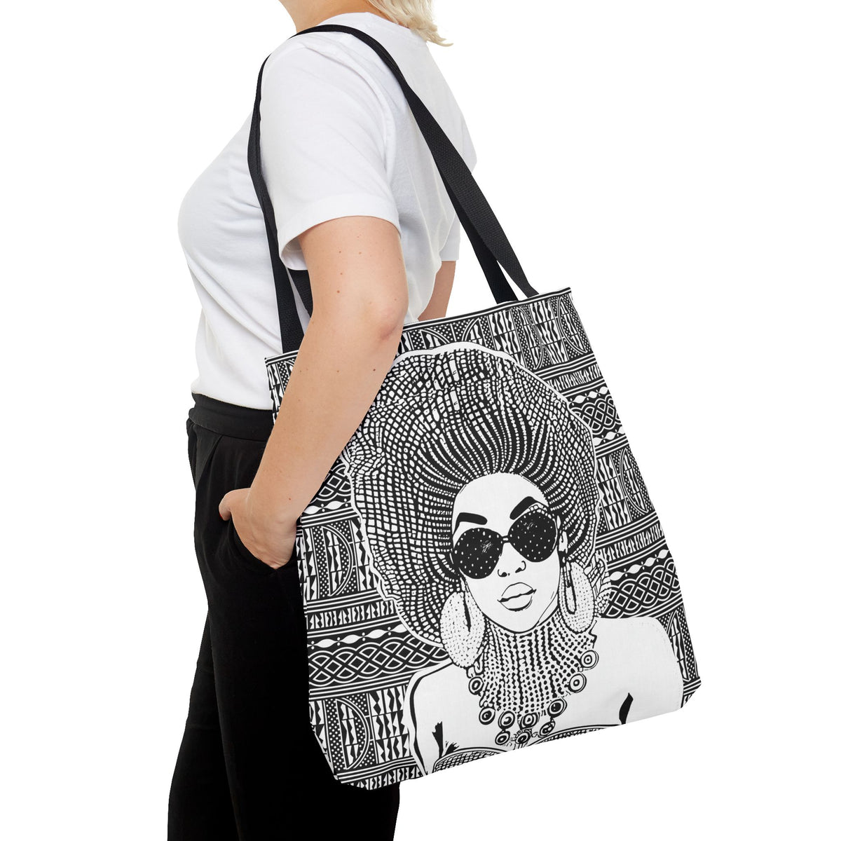 Madame Headtie(BW) on BW Ndop Tote AOP Tote Bag