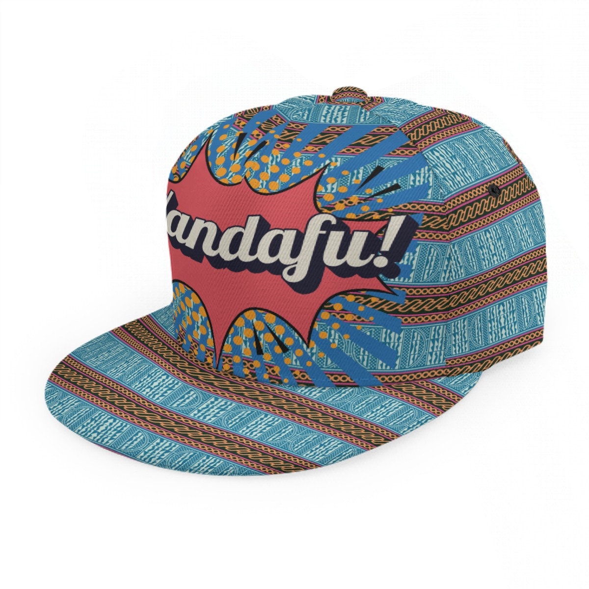 Wandafu (Wonderful) African Print Snapback Hat: Cameroon Ndop Pastel Baseball Cap, Ready to Ship