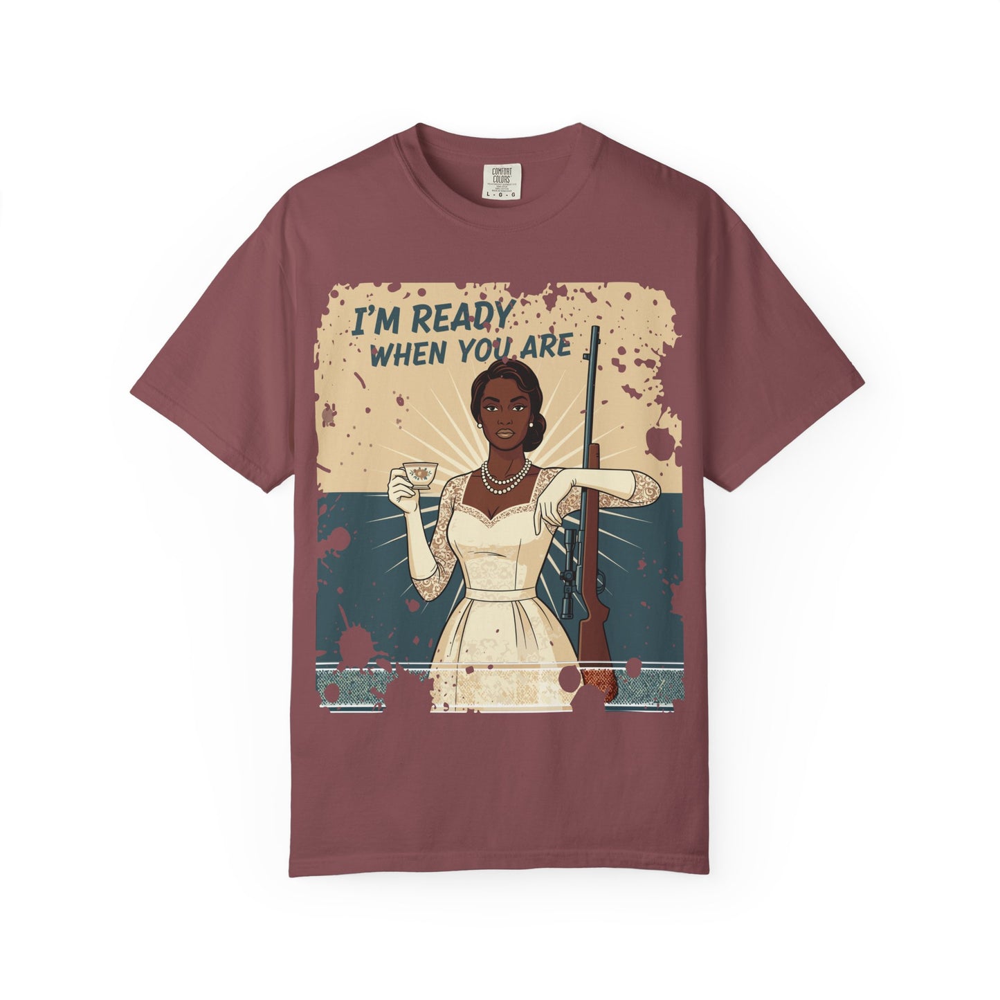Retro Black Woman Unisex Graphic Tee, Soft Garment-Dyed T-Shirt, Vintage Pin Up Statement Shirt perfect for Mother's Day