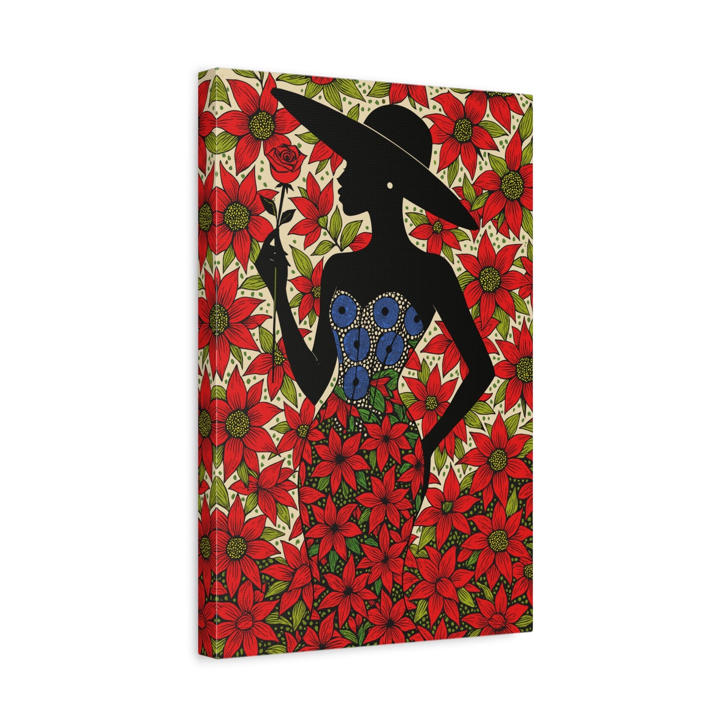 Poinsettia Lady Matte Canvas Wall Art,  Canvas Print, Floral Wall Decor, Mother's Day Gift, Stretched, 1.25"