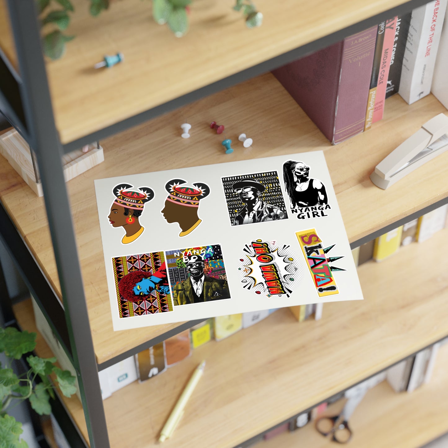 Join Join Durable White Vinyl African Sticker Sheets, Water Resistant Stickers for Crafts and Journals, Ideal Creative Gift
