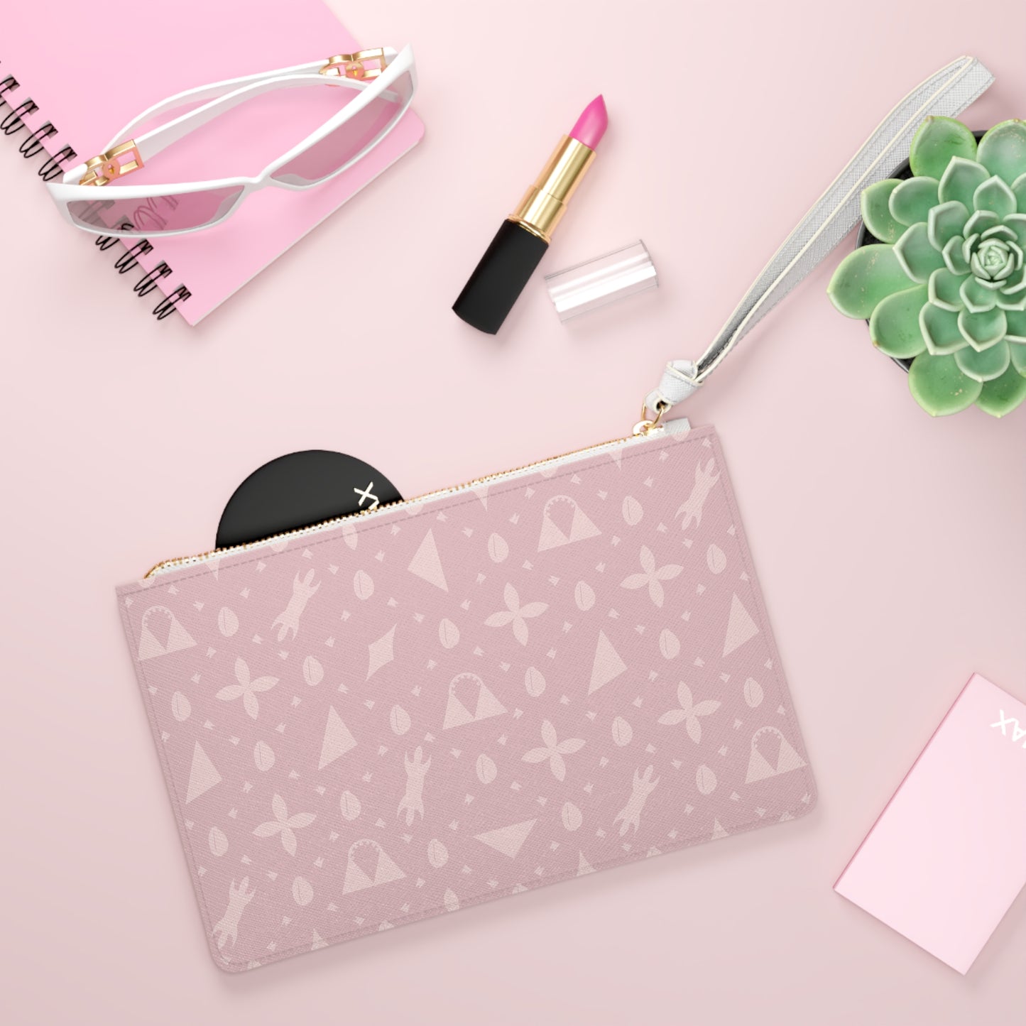 Powder Pink Haus of Kongossa Cowrie Clutch Wristlet purse