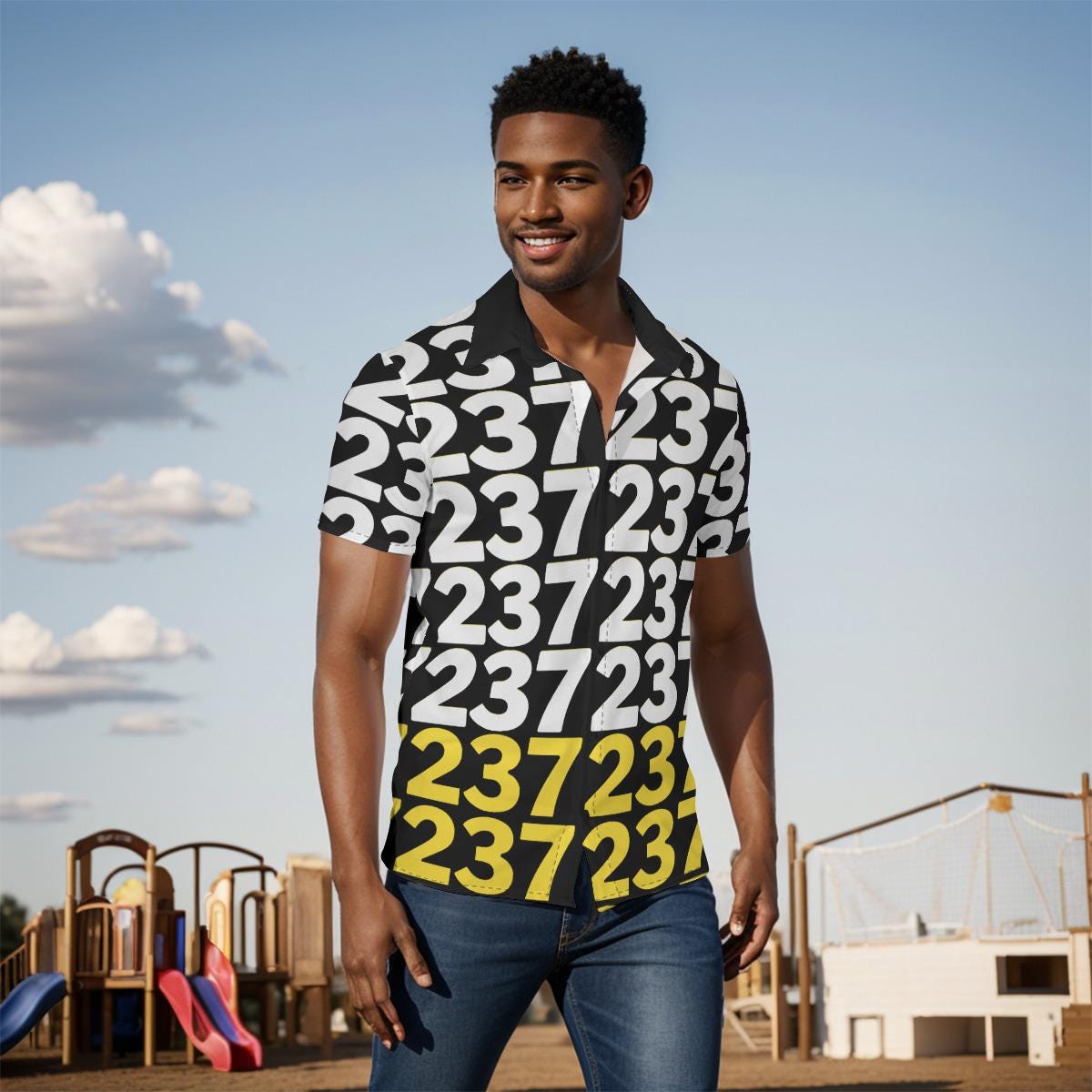 Cameroon 237 Area Code Mens Button-Up Shirt: Four-Way Stretch