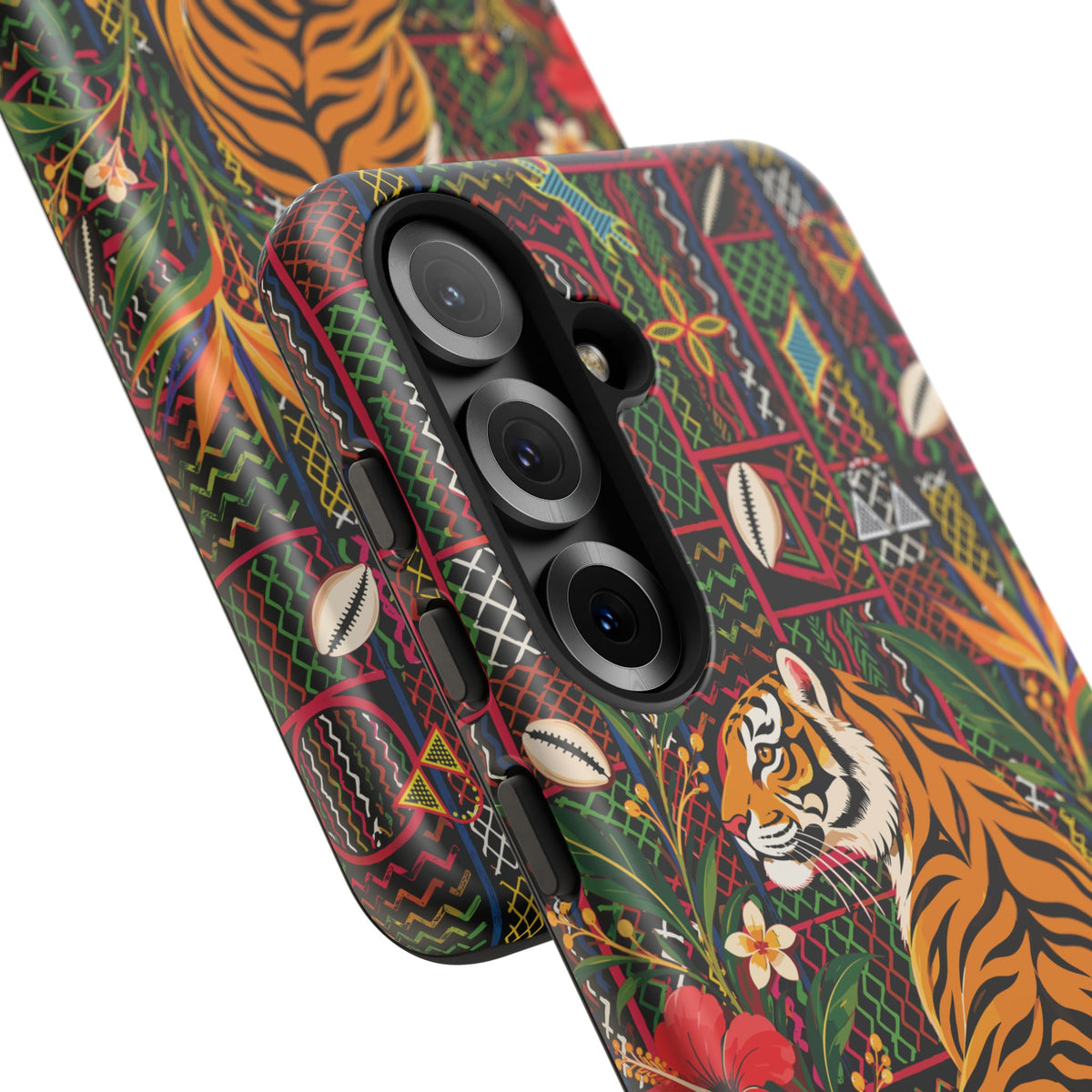 Bengal Tiger & Tropical Blooms Phone Case, African Art Design, Stylish Protective Cover for Samsung and iPhone, Unique Accessory, Gift Idea