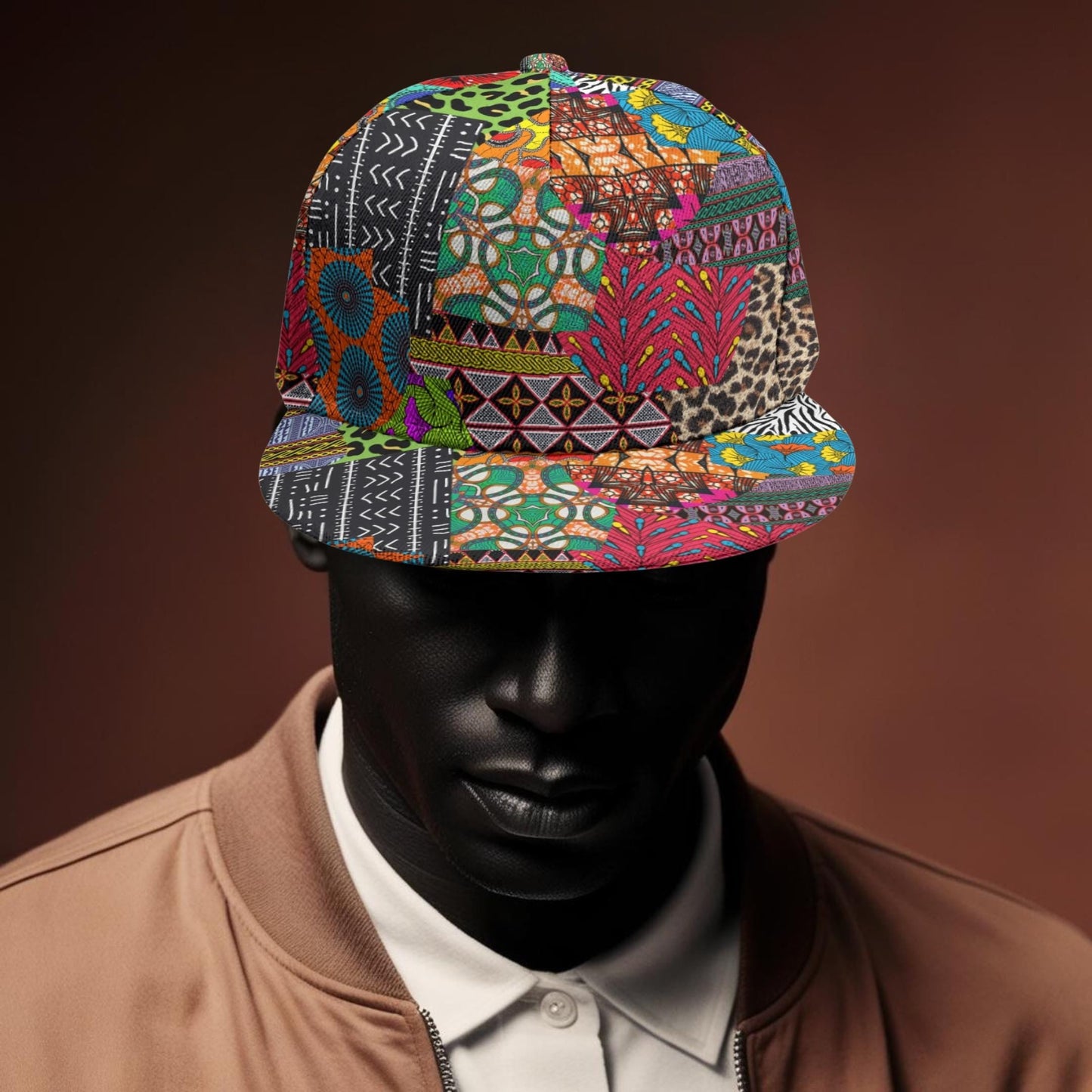 Ankara Print Snapback Hat: African Baseball Cap, Adjustable Flat Brim, Ready to Ship