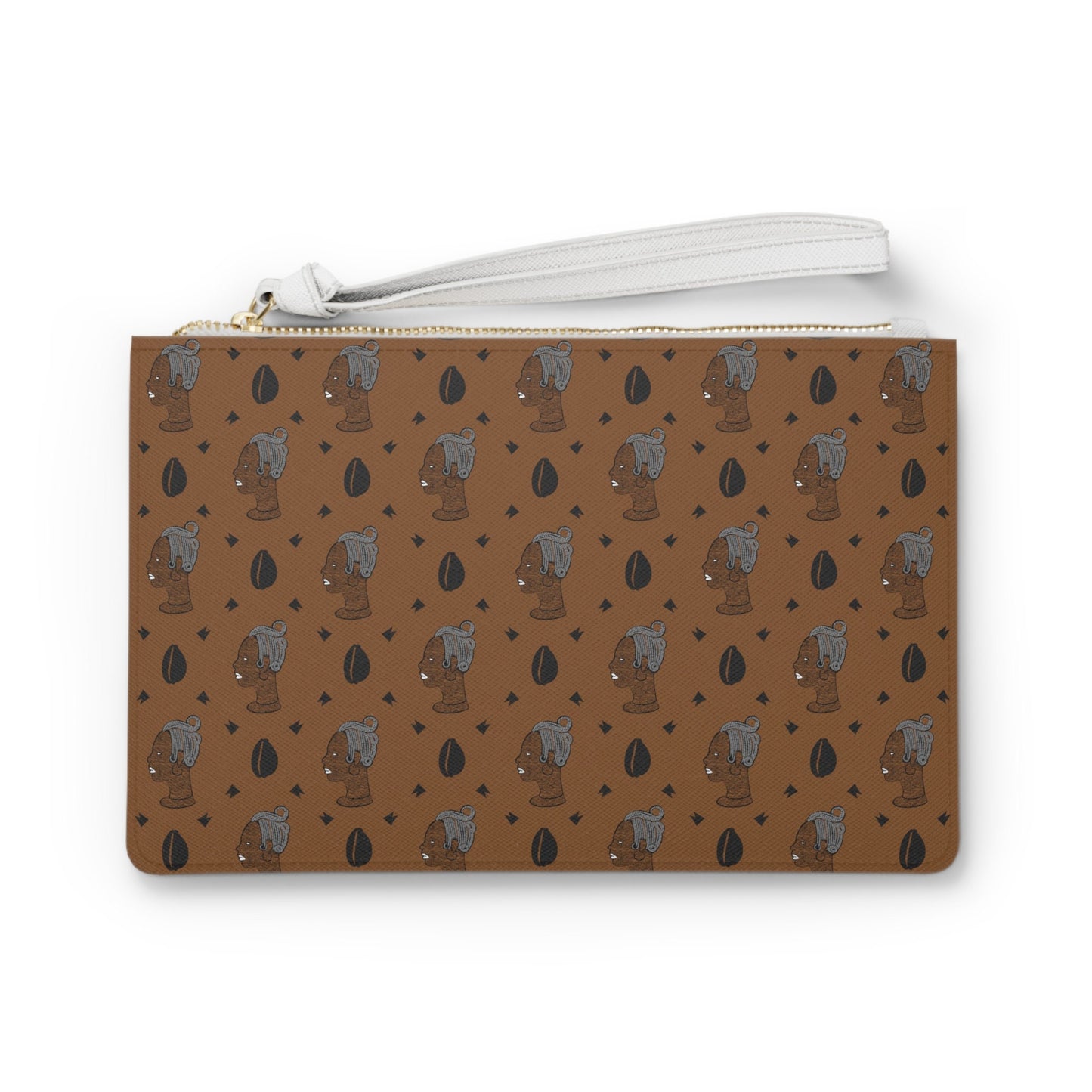 Brown Cowrie Wristlet Clutch Bag Haus of Kongossa , Elegant Evening Accessory, Stylish Birthday Gift