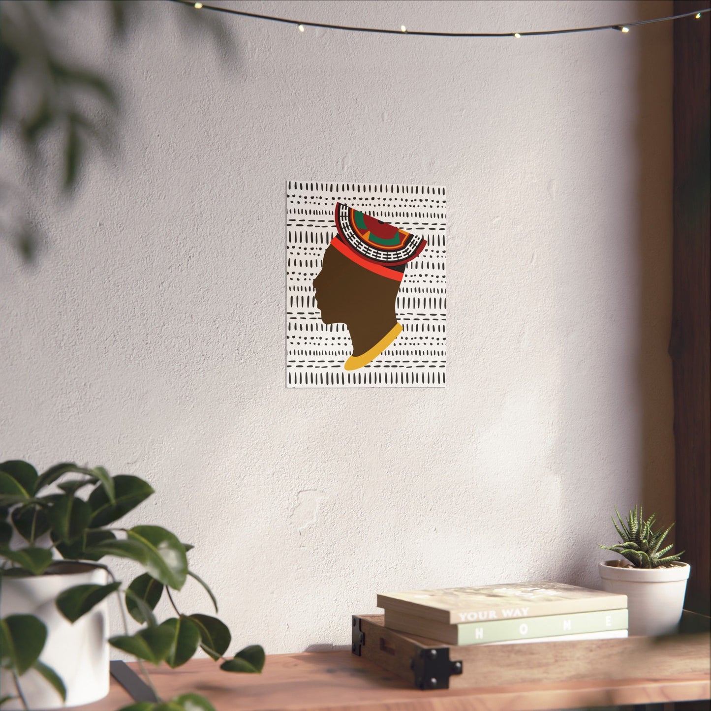 Man in Bamenda Hat White Mudcloth Premium Matte Vertical Posters