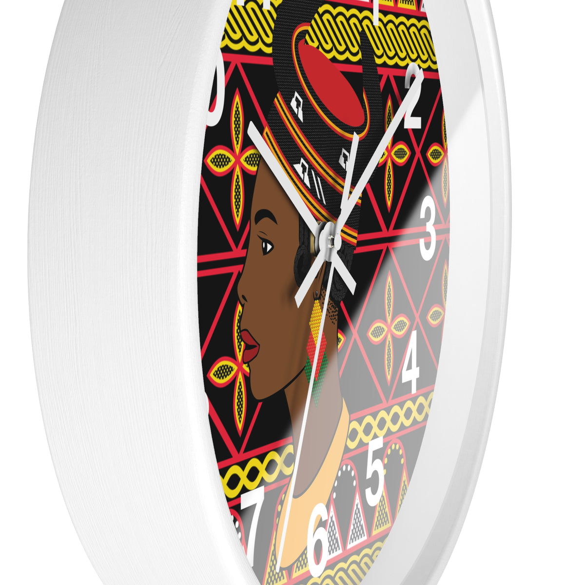 African Woman Wall Clock, Cameroonian Wood Bamenda Hat ToghuDecor