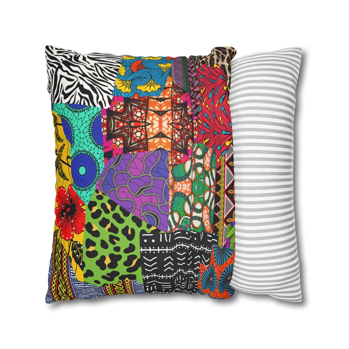 Ankara African Print Pillowcase, Faux Suede Cushion Cover, Home Decor, Throw Pillow, Square Cushion, Living Room Accessories