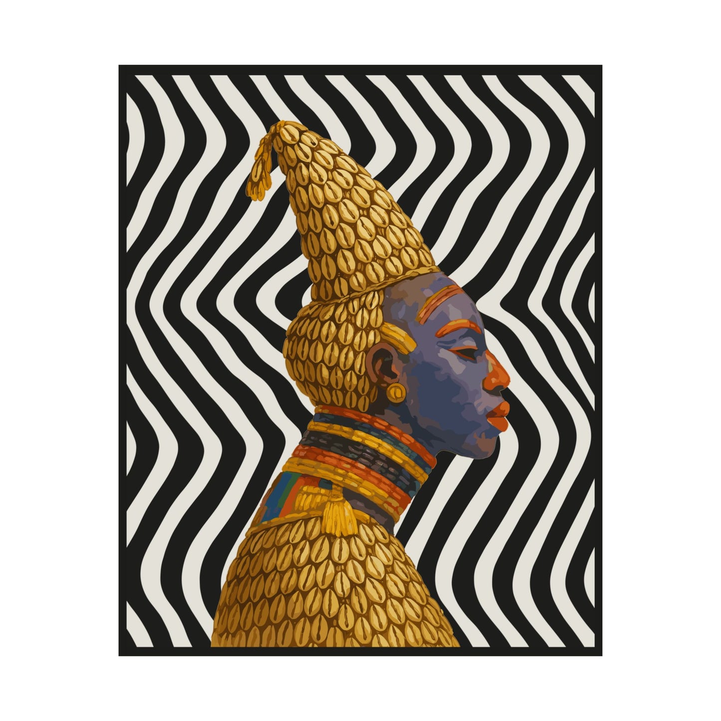 Bangwa Mask Satin Poster, Cameroon African Wall Art, Modern Home Decor, Boho Aesthetic, Unique Gift Idea, Bohemian Wall Hanging