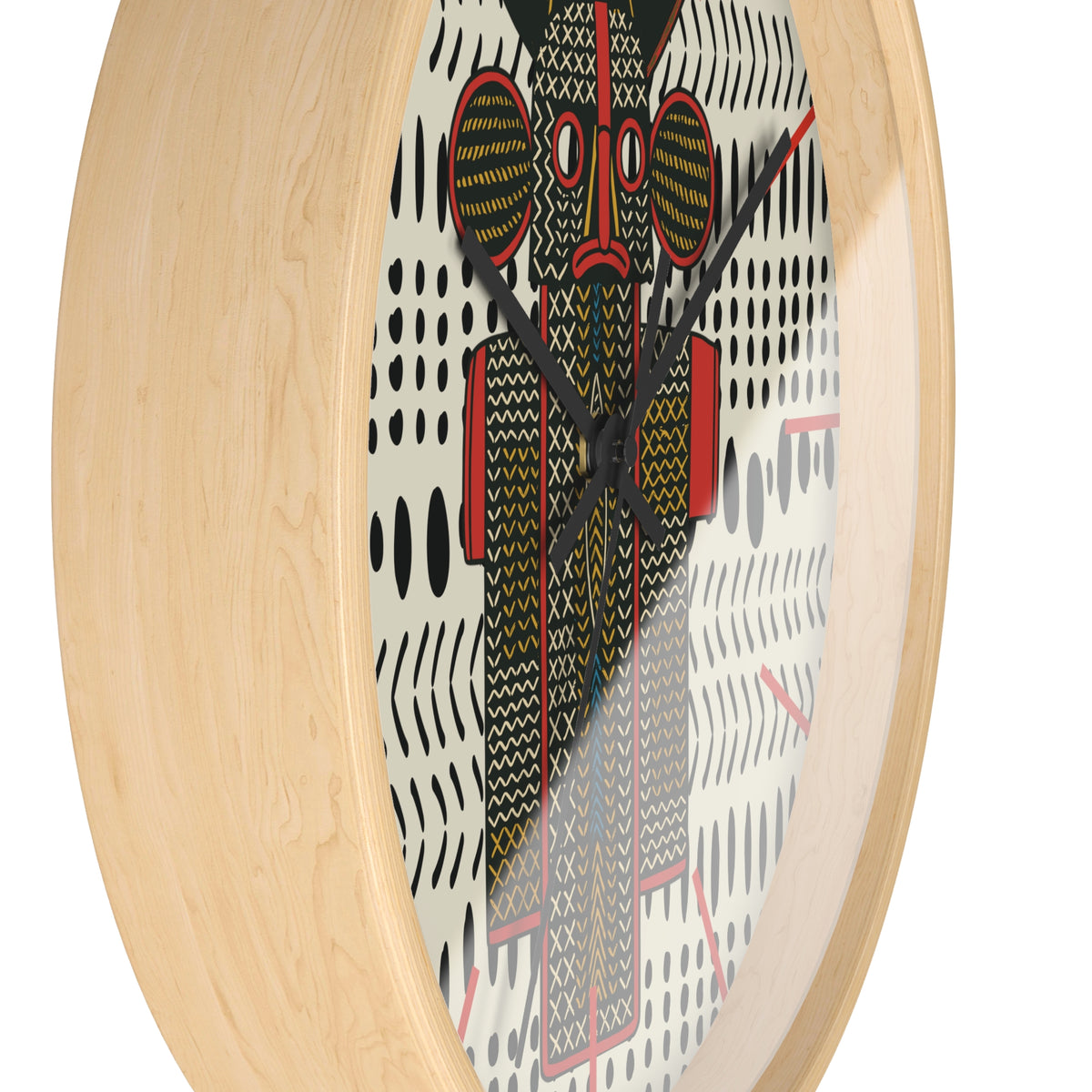 Cameroon Elephant Mask on Mudcloth Wood Wall Clock Perfect