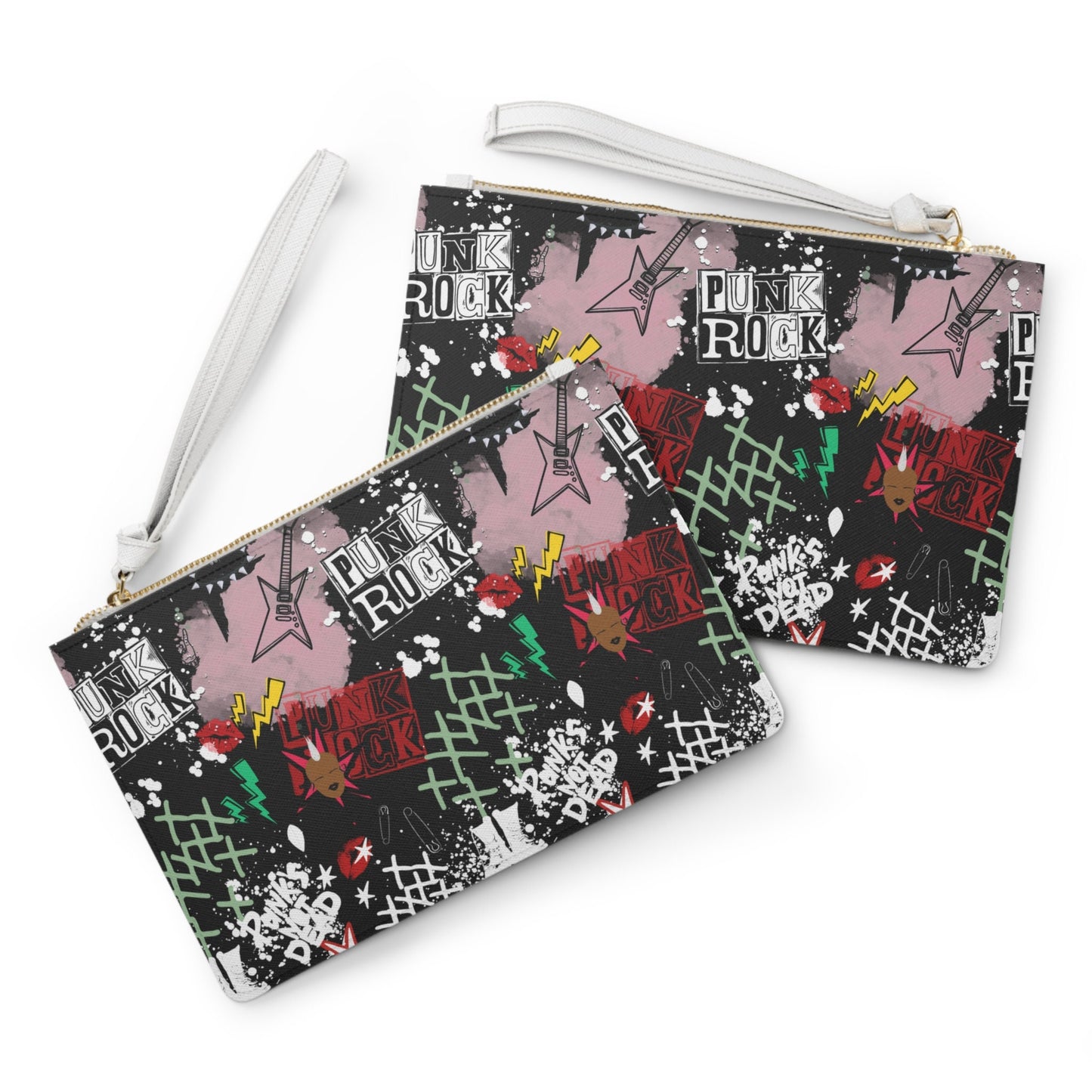 Punk Rock Vegan Leather Clutch Bag: Edgy Wristlet Purse