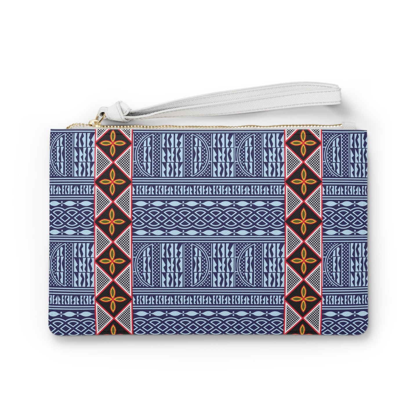 Ndop & Toghu Vegan Leather Wristlet Bag: African Print Clutch Purse