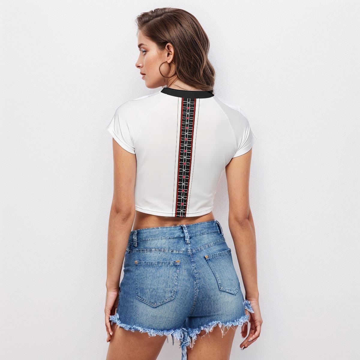 Women's Wata Design Crop Top: Breathable Raglan Tee, Ready to Ship