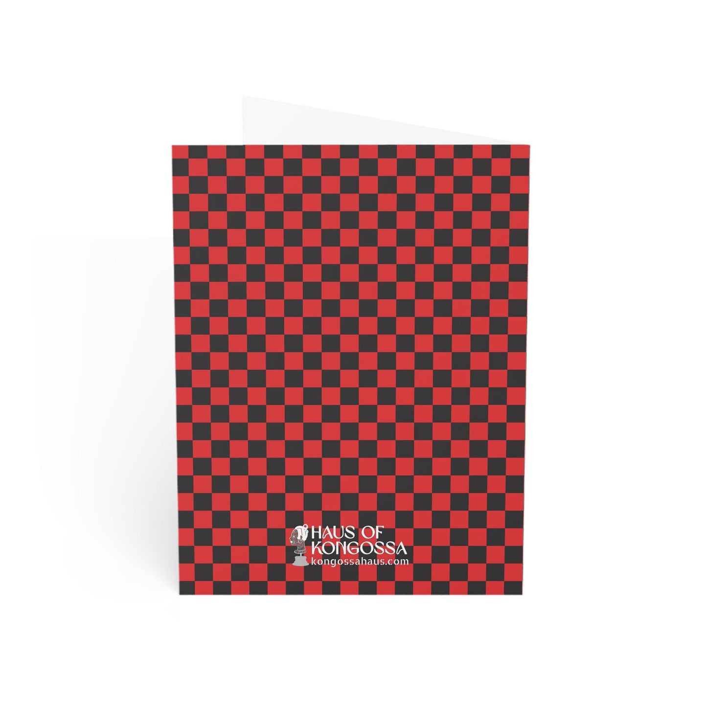 Blue Ndop Lips on Red Checkers Greeting Cards (1, 10pcs)