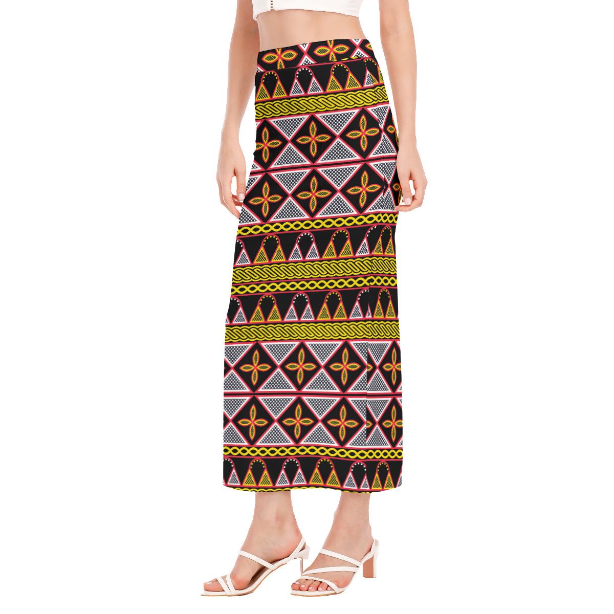 Toghu Print Maxi Skirt: Bold African Fabric, Side Slit Skirt, Ready to Ship