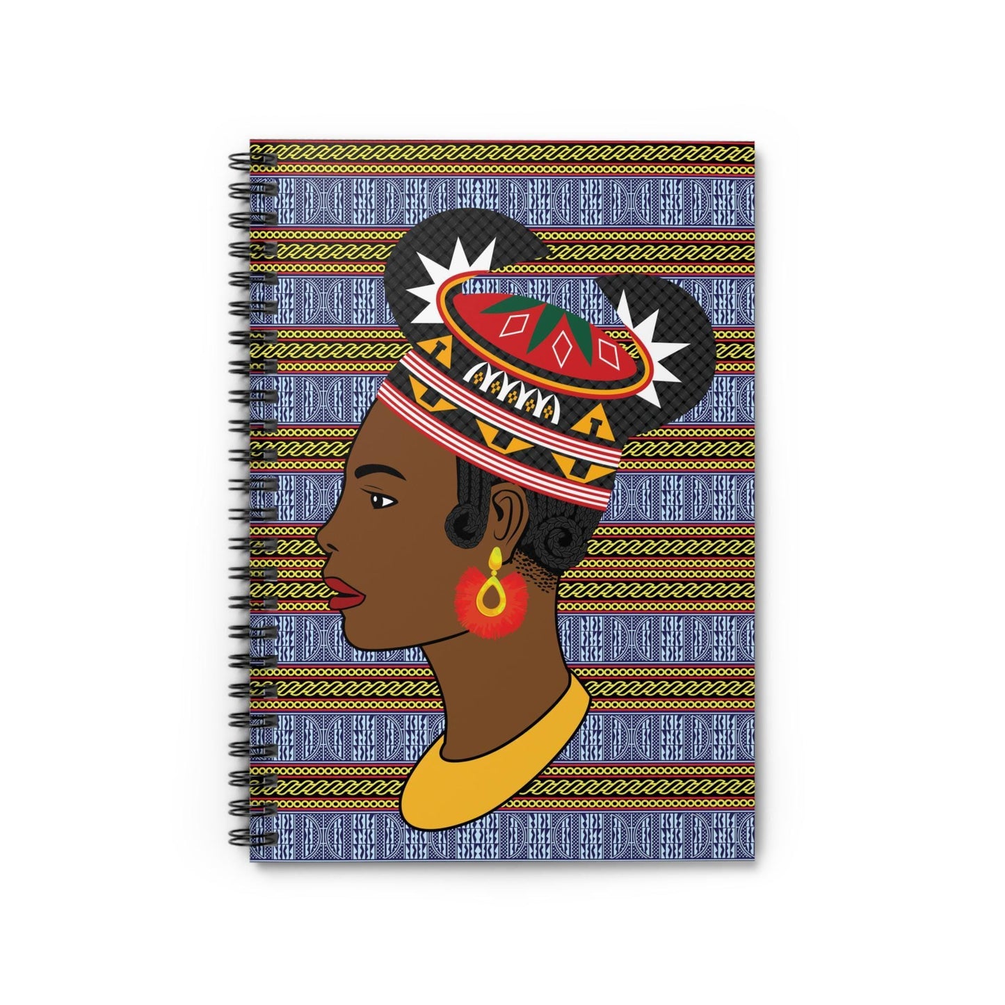 Bamenda Hat Spiral Notebook: Ndop Print, Ruled Line (6" x 8")