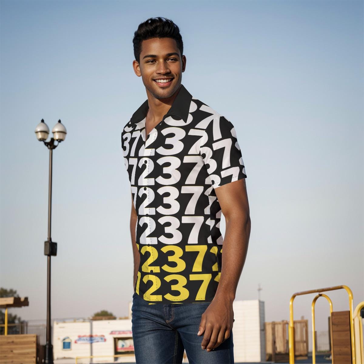 Cameroon 237 Area Code Mens Button-Up Shirt: Four-Way Stretch