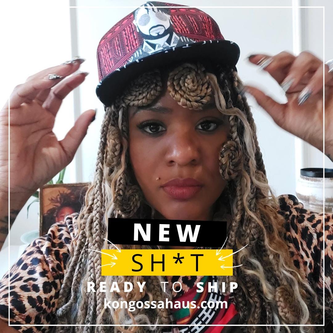 African Print Snapback Hat: Red Ndop & Mudcloth Flat Brim