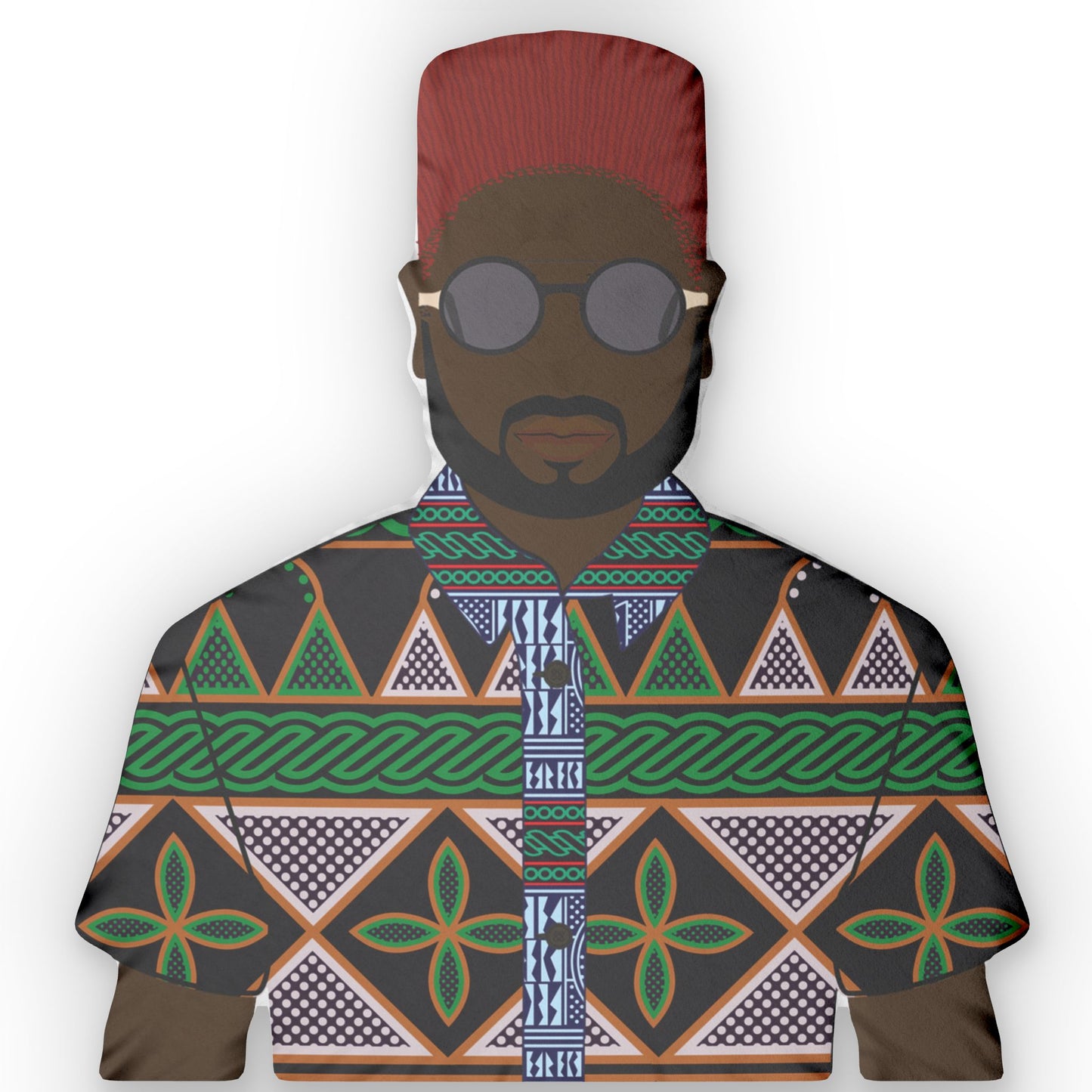Pascale in Green toghu Custom Shaped Pillow, Decorative Throw Cushion, African man Pillow, Unique Home Decor, Personalized Gift,