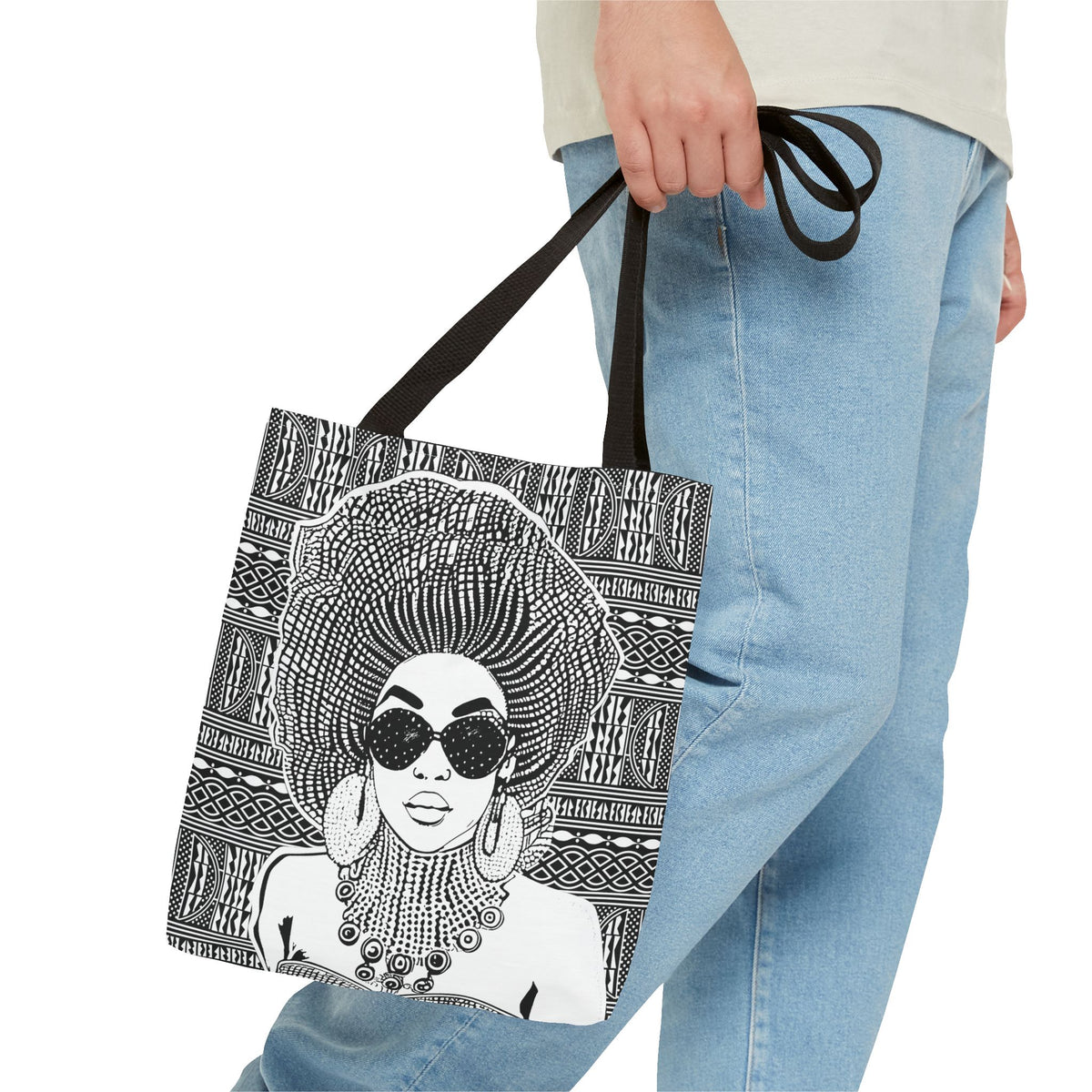 Madame Headtie(BW) on BW Ndop Tote AOP Tote Bag