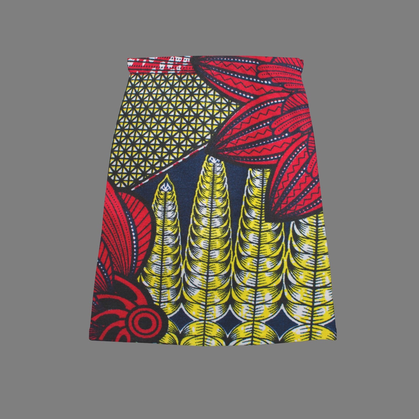 Ankara Muse Long Strapless Tube Top, Crimson Bloom Print