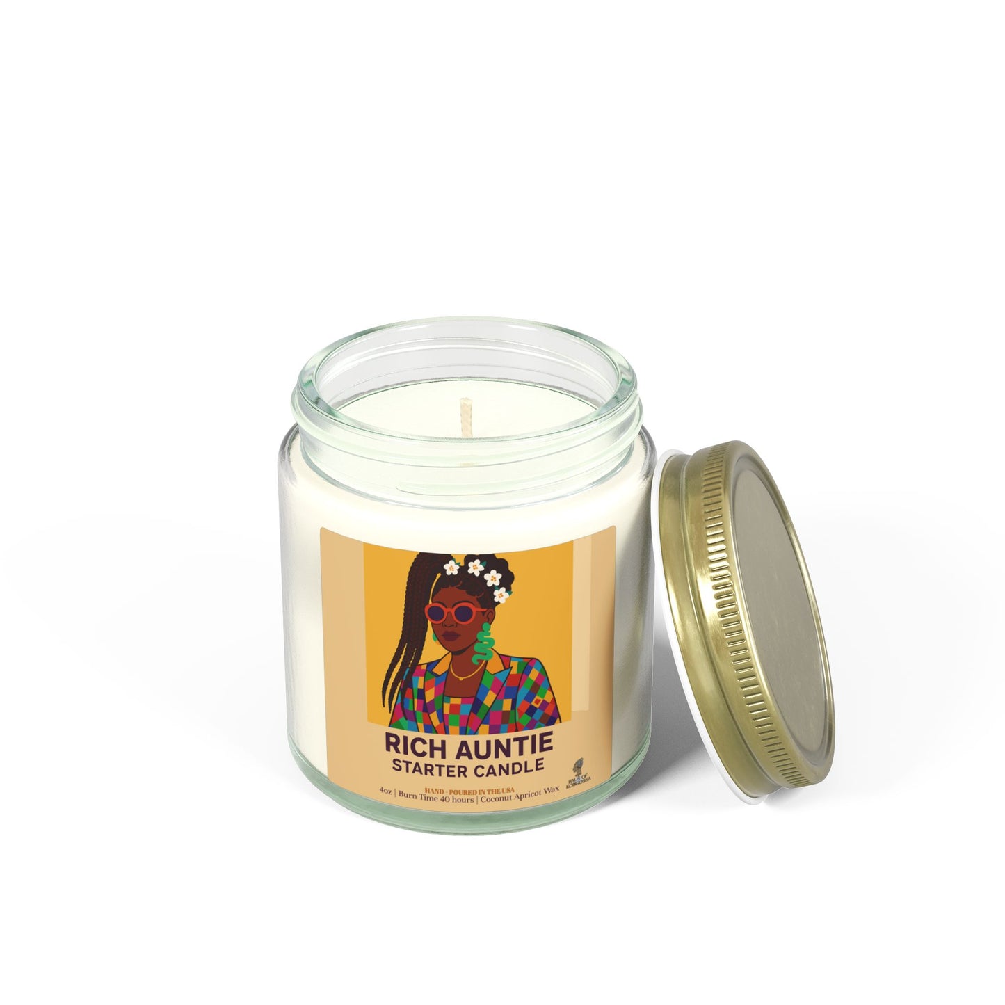 Rich Auntie Coconut Apricot Wax Scented Candles (Color), Afrocentric Candle – African Inspired Home Decor,Home Fragrance Decor, Aromatherapy Gift, Relaxation Candle